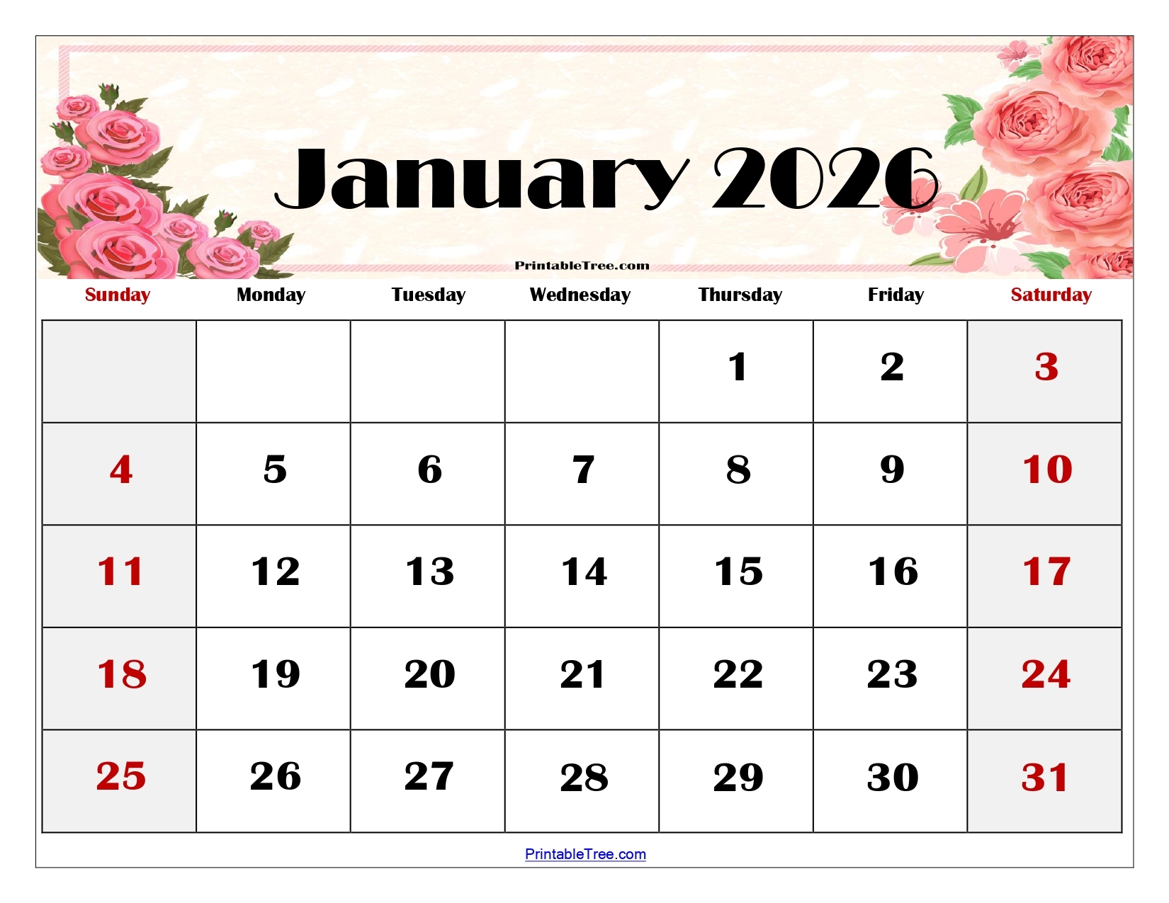 Free Blank Monthly Printable Calendar 2026 Templates Free Blank Monthly Printable Calendar 2026 Templates