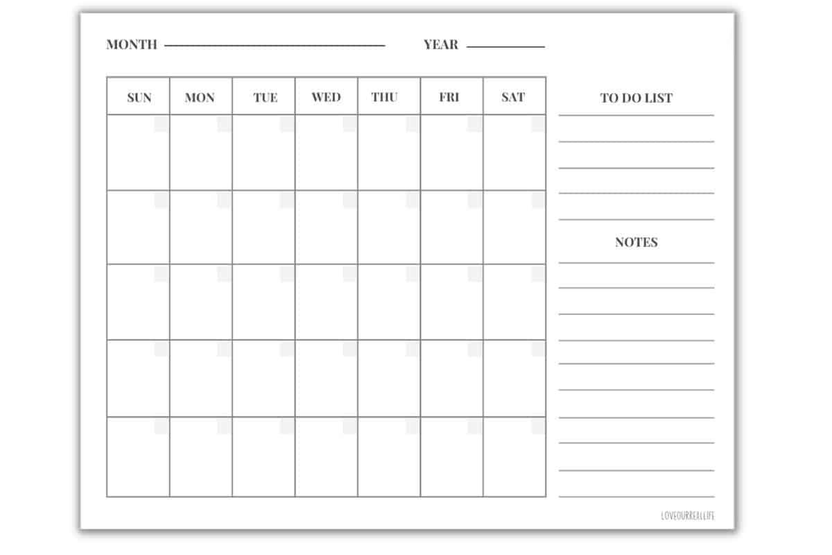 Editable Printable Monthly Calendar
