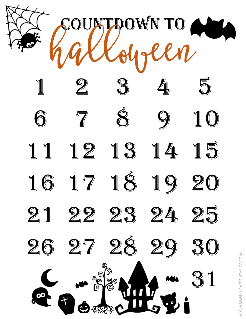 Free Printable Halloween Countdown Calendar Free Printable Halloween Countdown Calendar