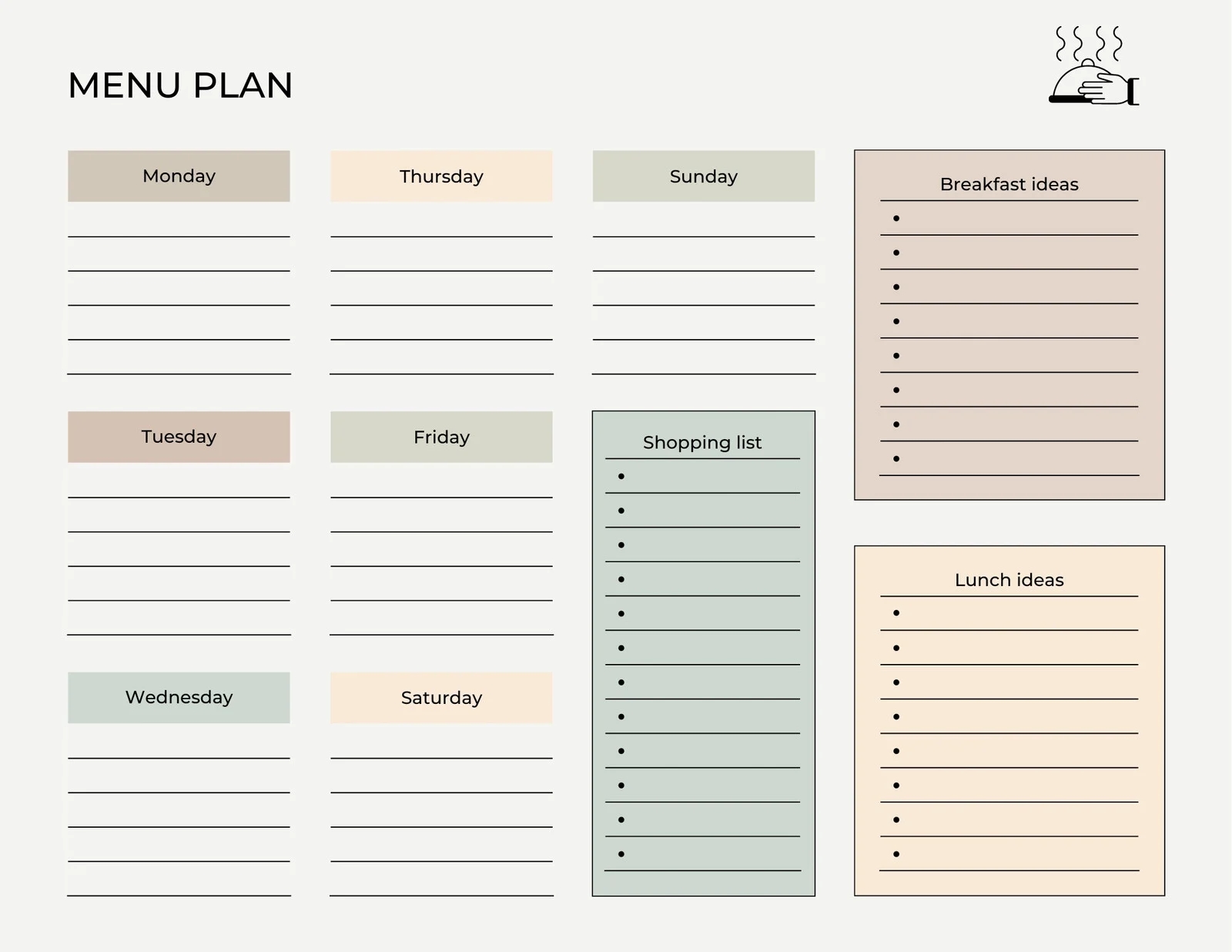 Printable Meal Plan Calendar