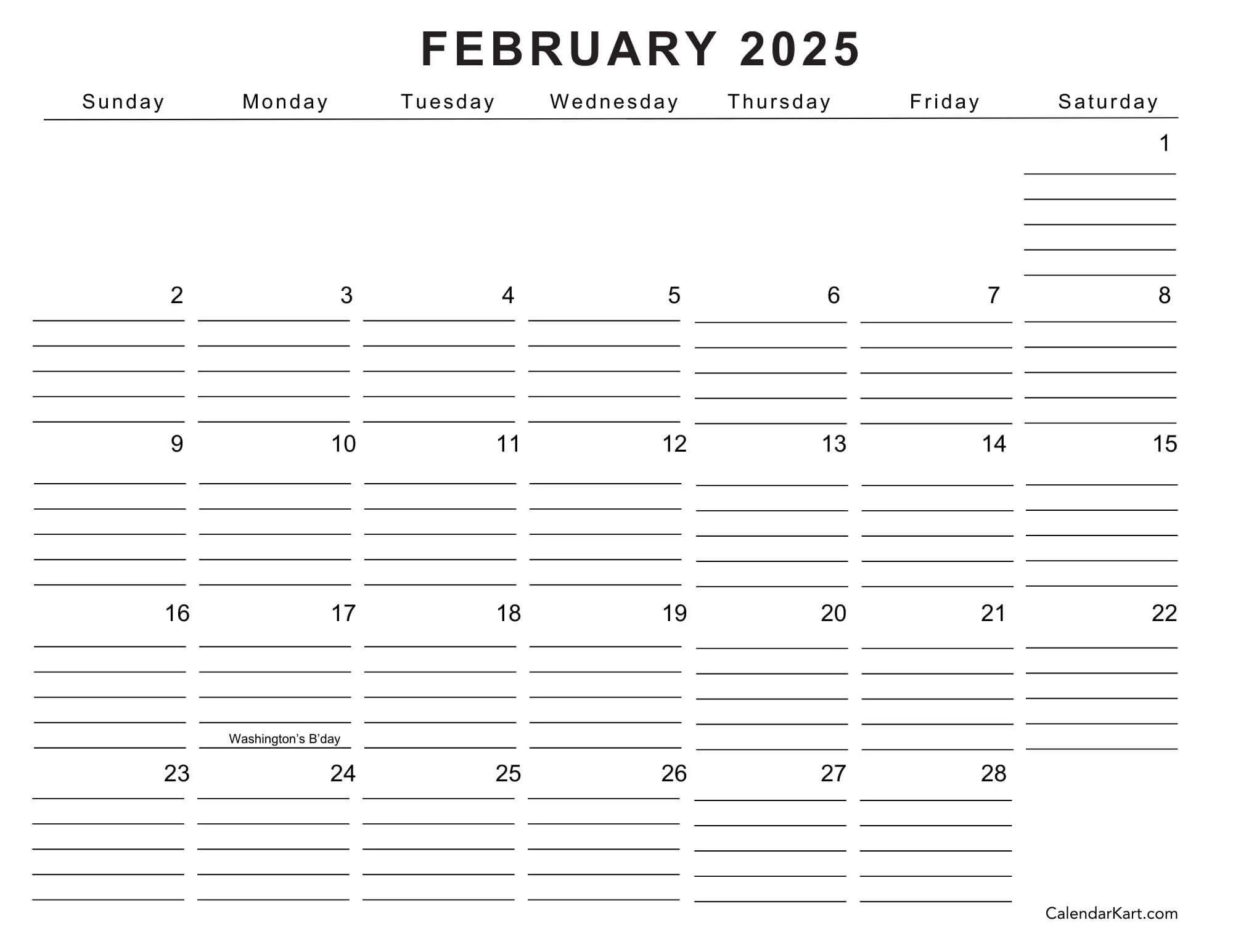 Free Cute Printable February 2025 Calendar CalendarKart