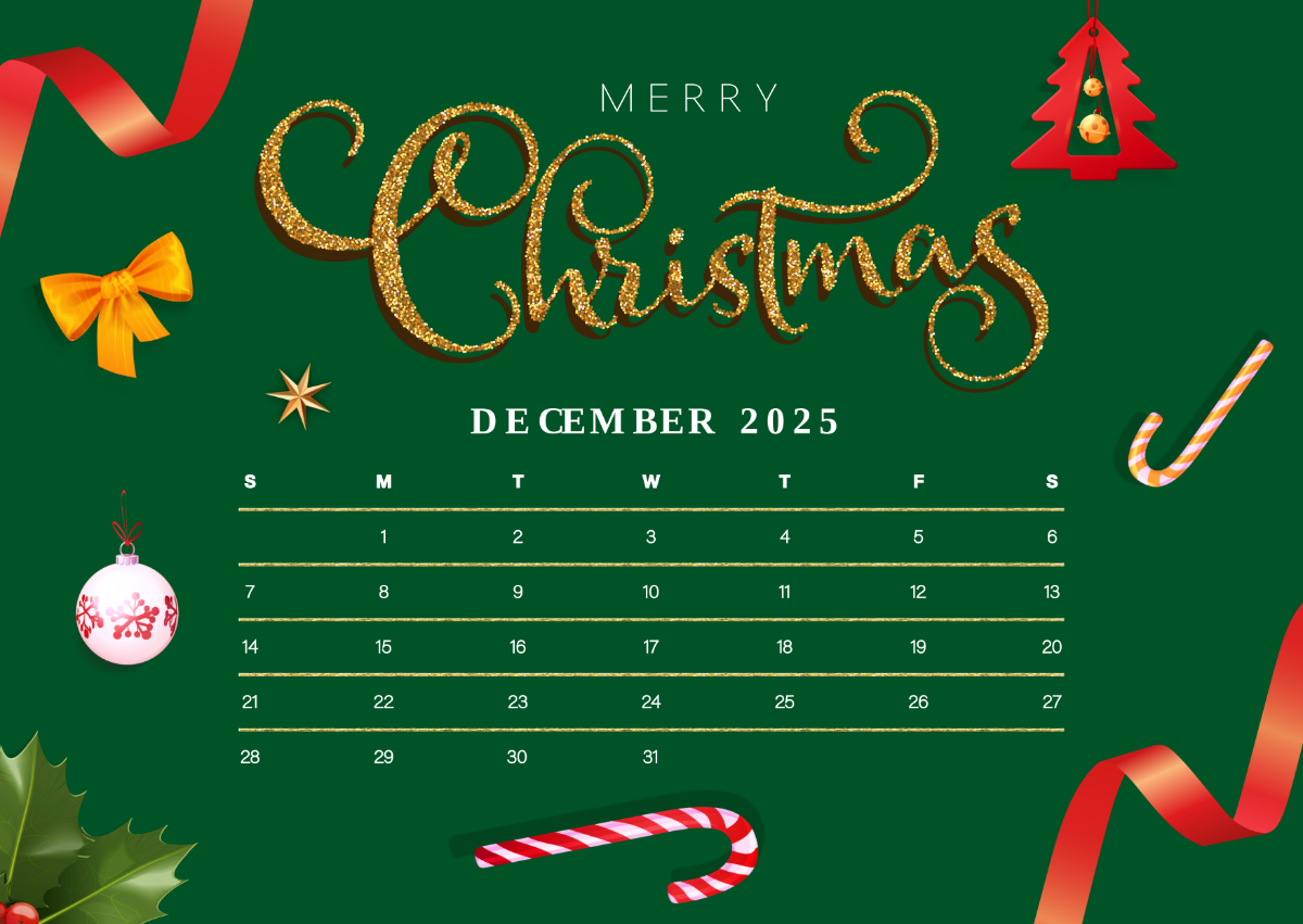 Free Printable December 2025 Calendar Template