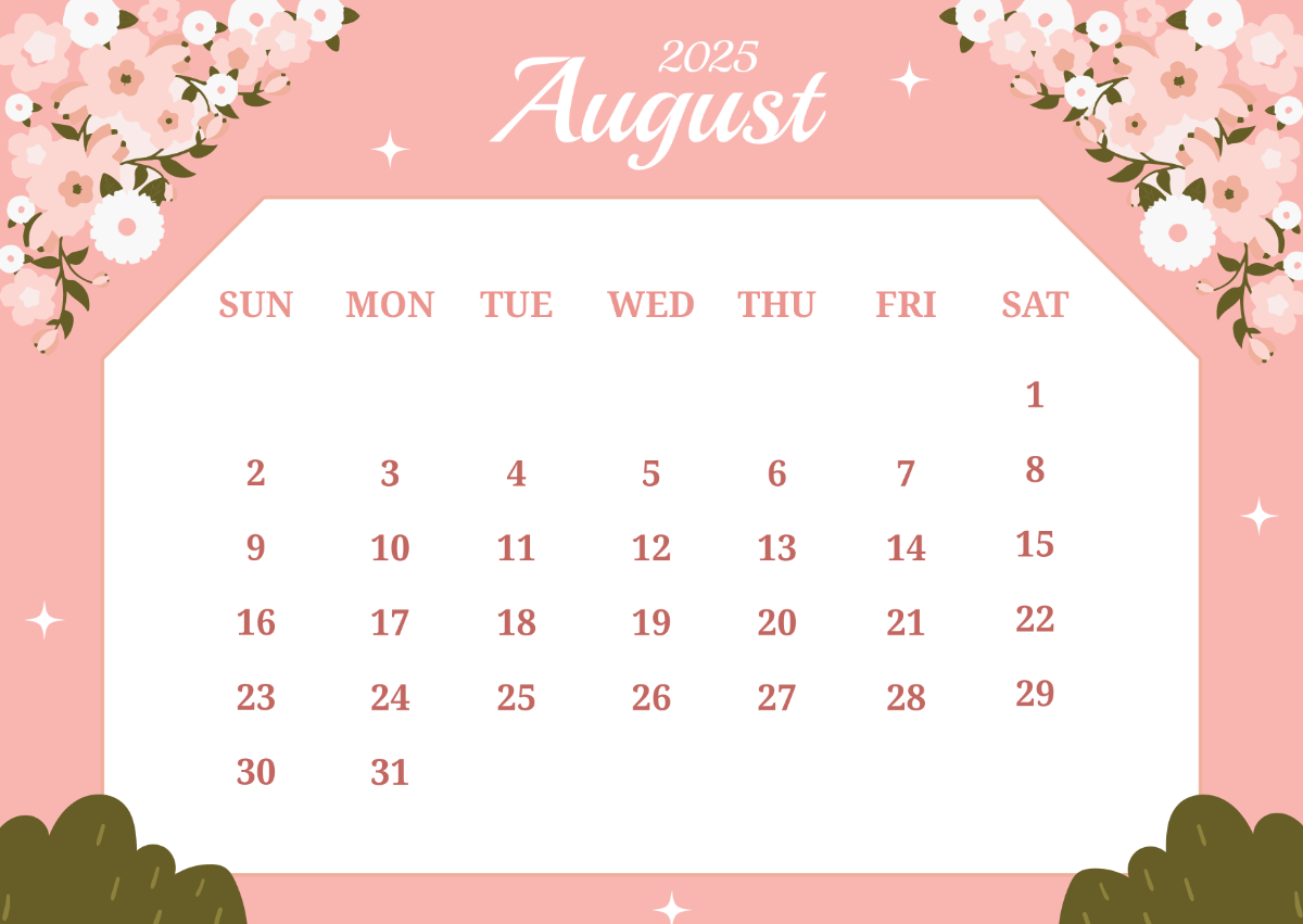 Free Floral August 2026 Calendar Template To Edit Online