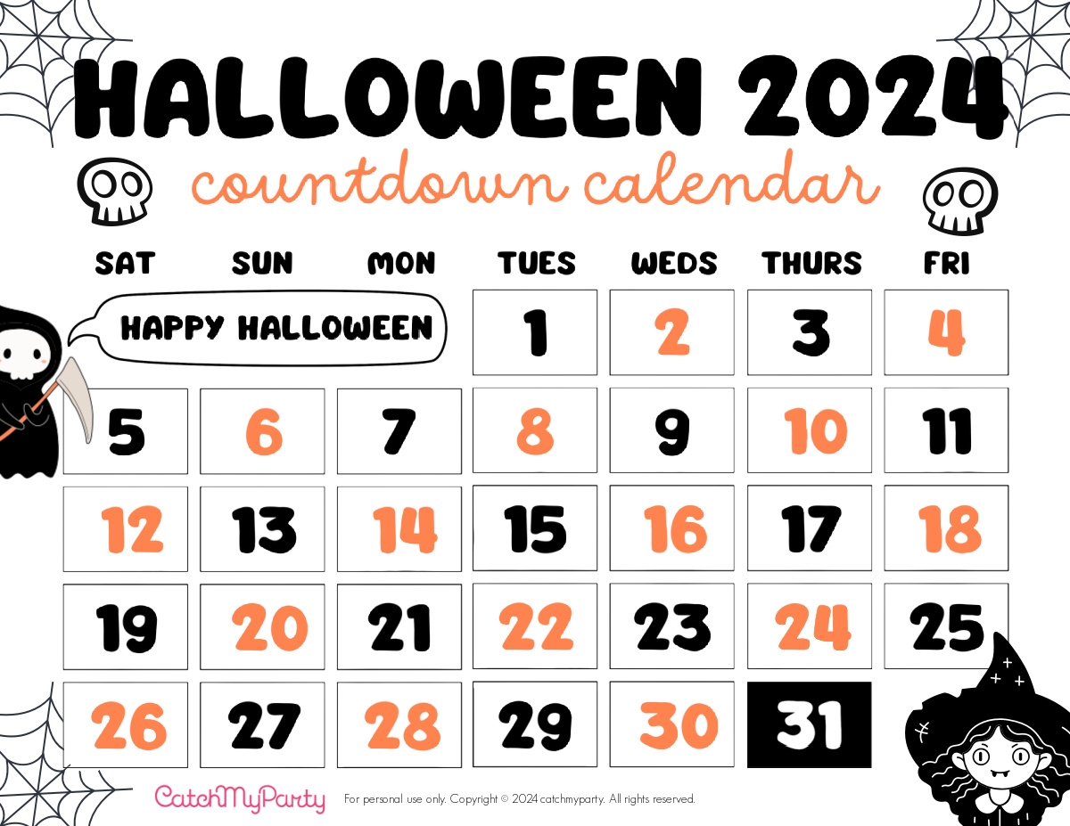 free fun halloween countdown calendar 2024 catch my party