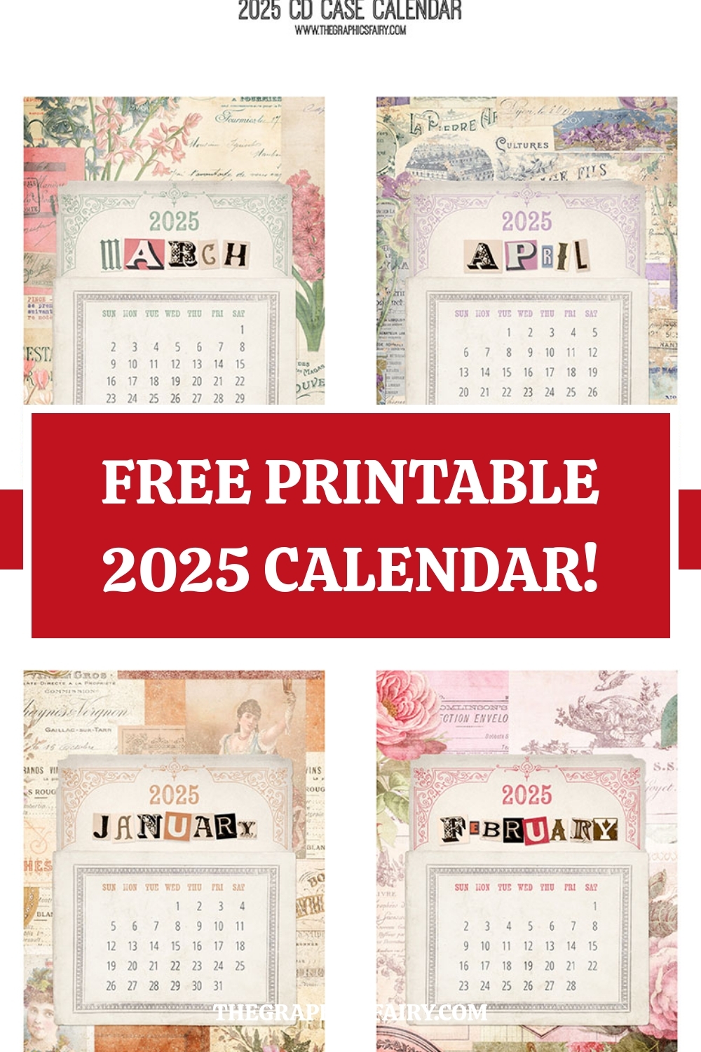 Free Printable 2025 Calendar The Graphics Fairy Free Printable 2025 Calendar The Graphics Fairy