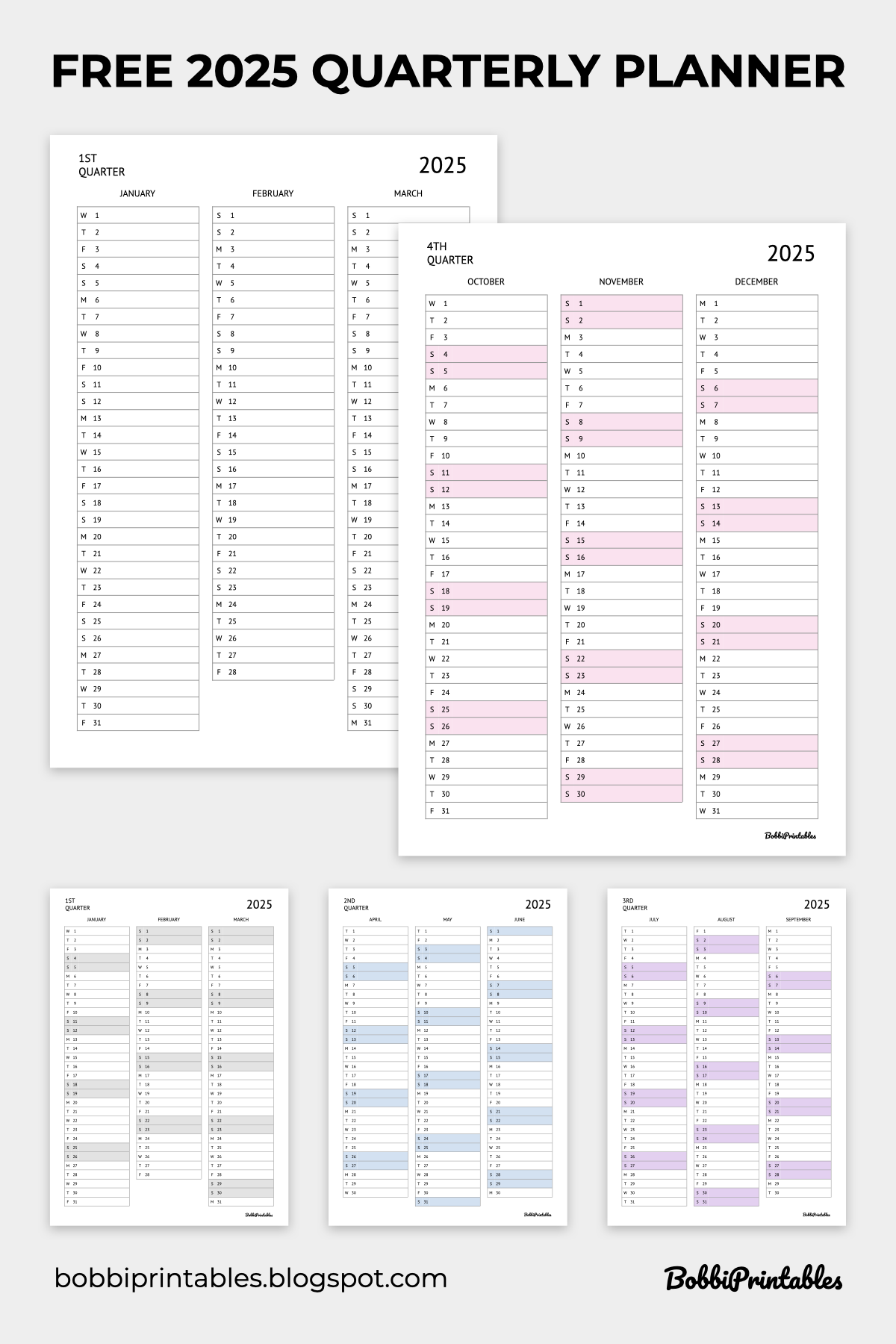 2025 Printable Calendar Quarterly