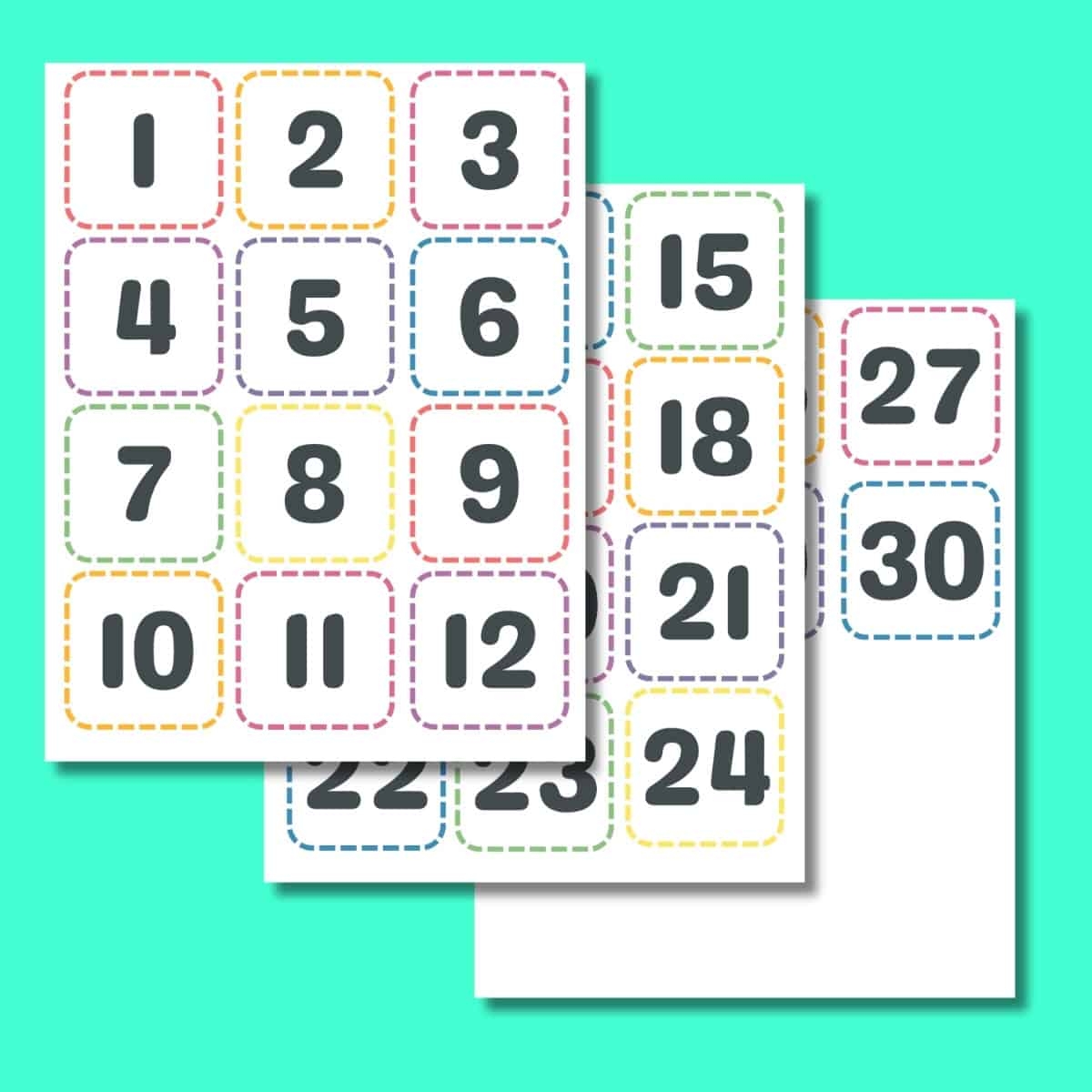 FREE Printable Calendar Numbers 1 31