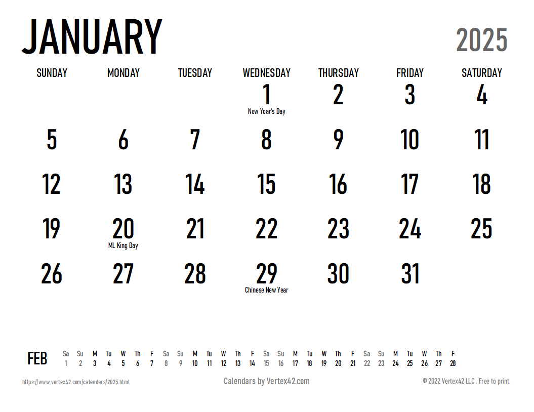 6 Month Printable Calendar 2025