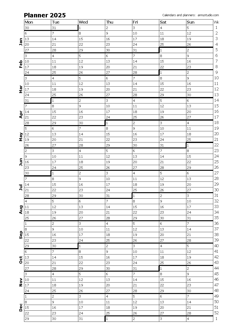 Yearly Calendar 2025 And 2026 Printable