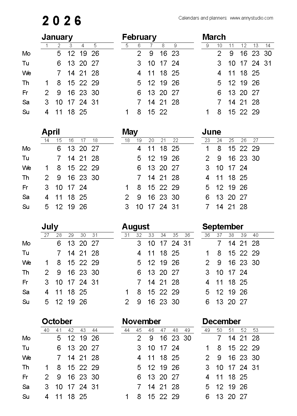 July 2026-June 2027 Calendar Printable July 2026-June 2027 Calendar Printable