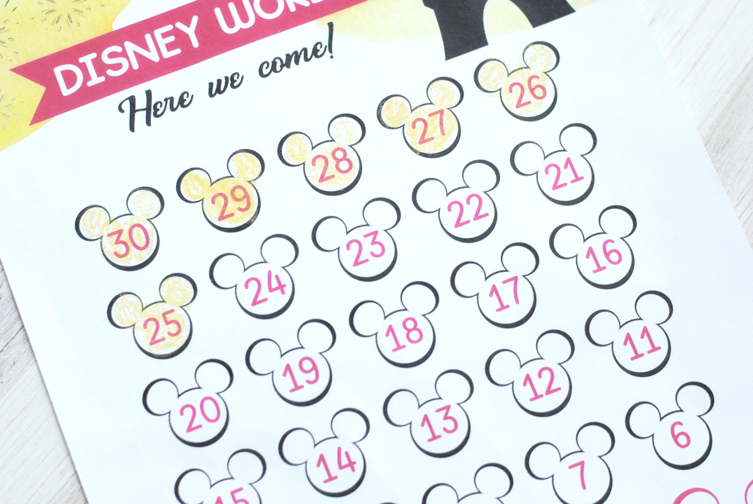 free printable countdown to disney calendar