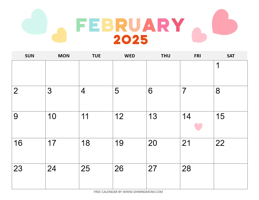Free Printable February 2025 Calendar With Holidays Free Printable February 2025 Calendar With Holidays