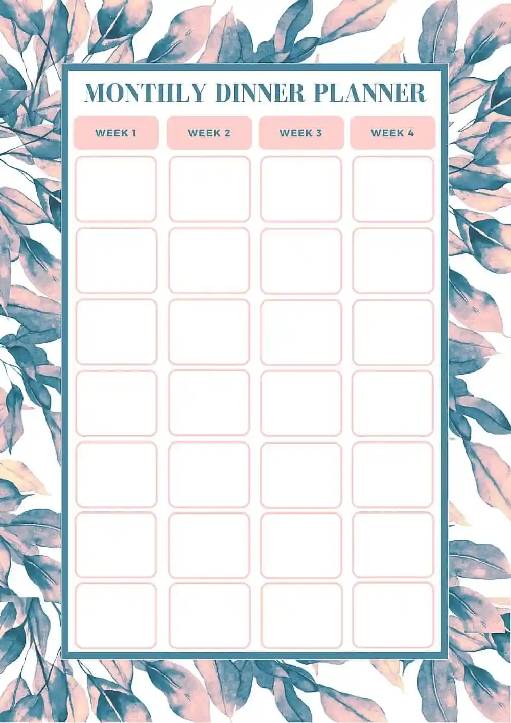 Free Printable Monthly Meal Planner Template Printable Party Favors Free Printable Monthly Meal Planner Template Printable Party Favors