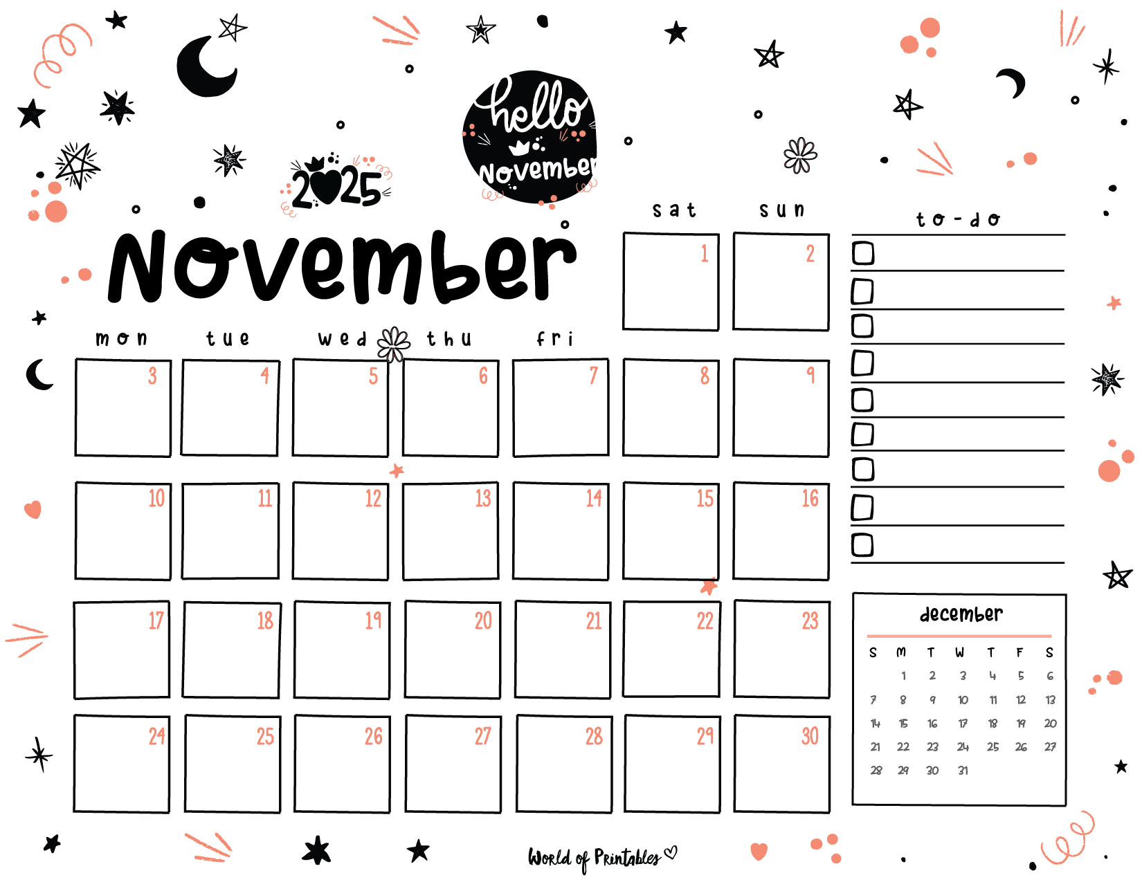 free printable november 2025 planners world of printables