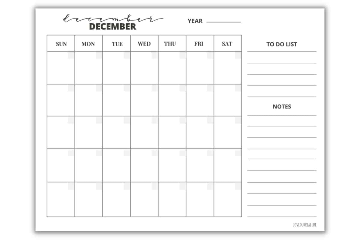 FREE Printable November December Calendar Templates 2024 Love Our Real Life