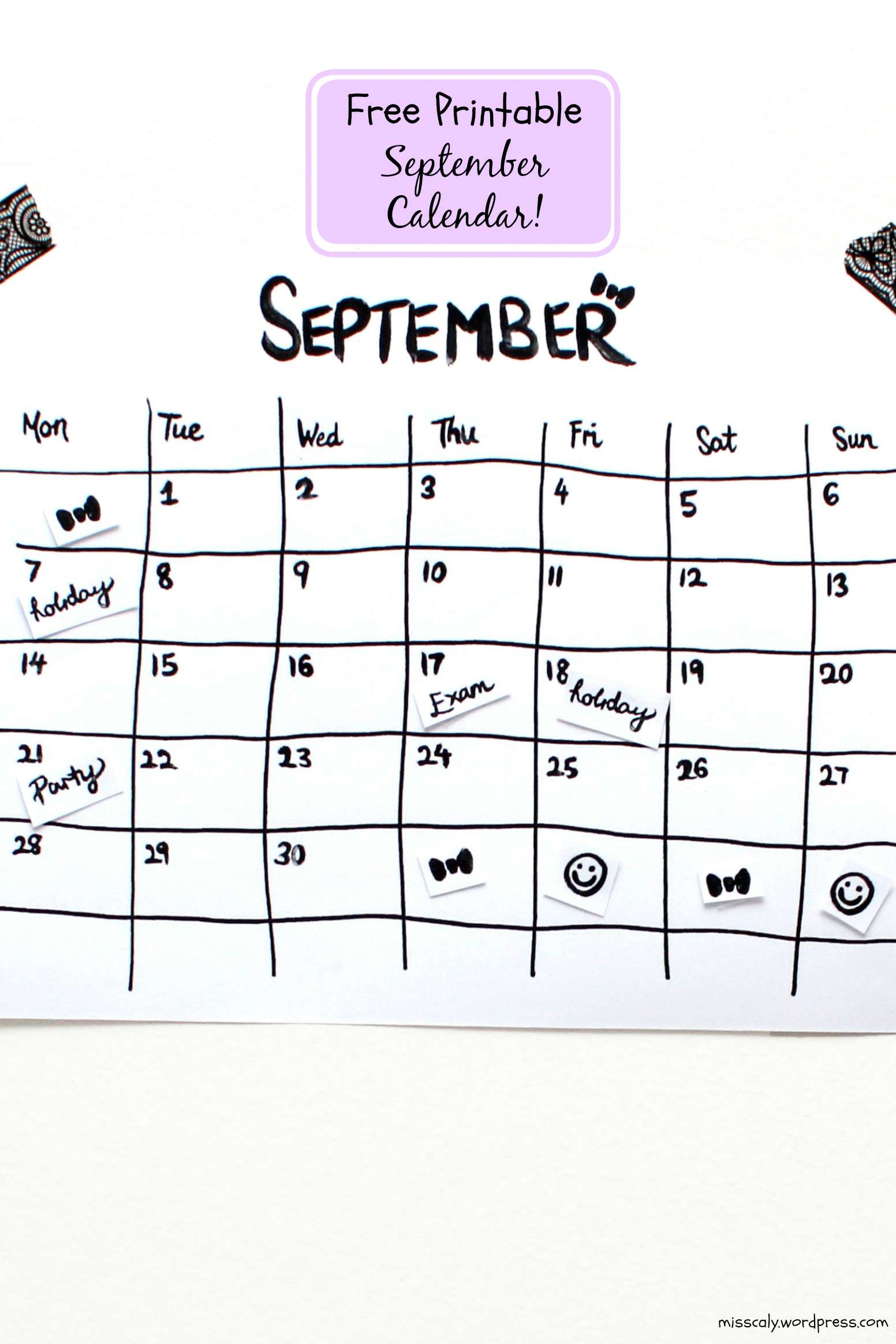 September Free Printable Calendar