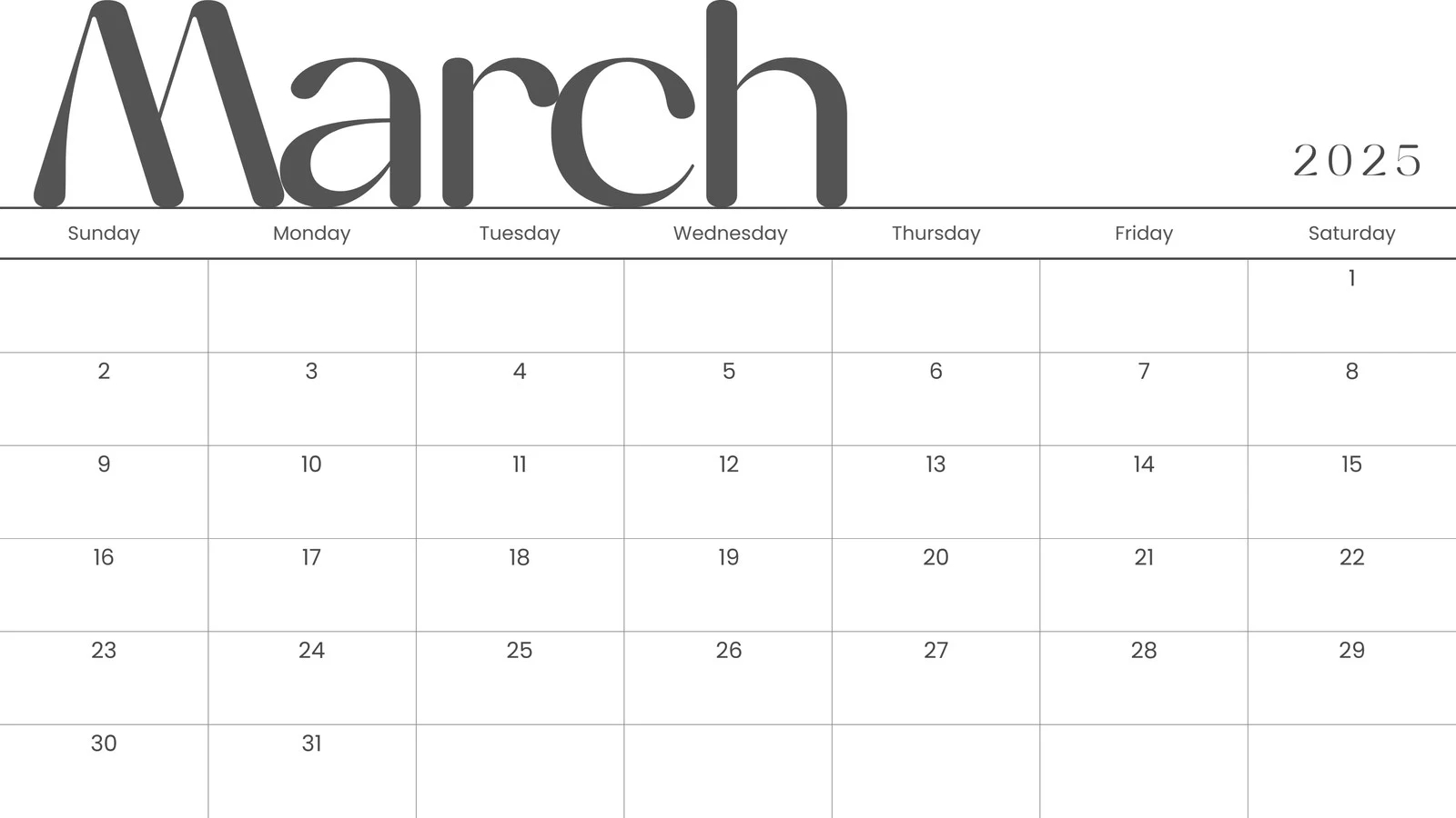 Printable Calendar 2025 Without Lines Printable Calendar 2025 Without Lines