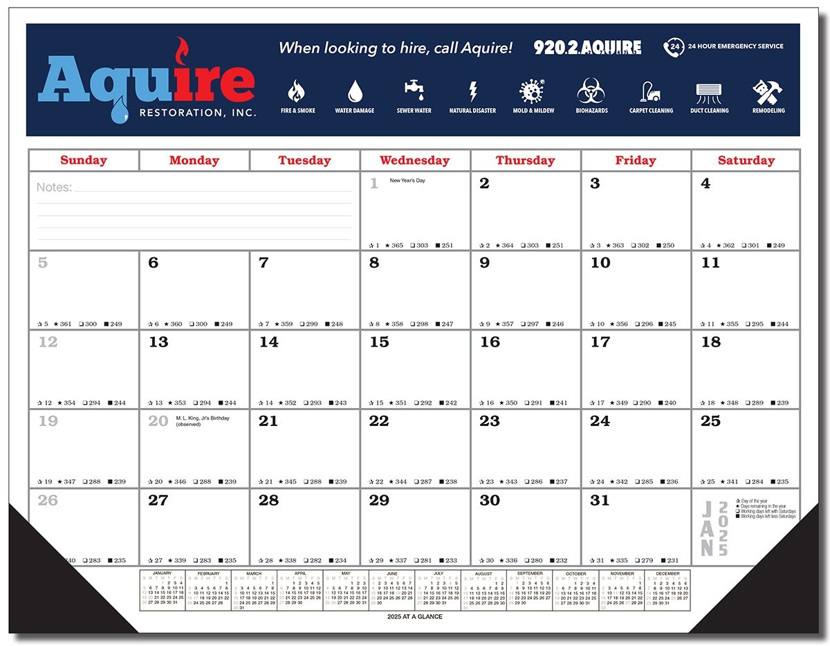 Printable Desk Size Calendar