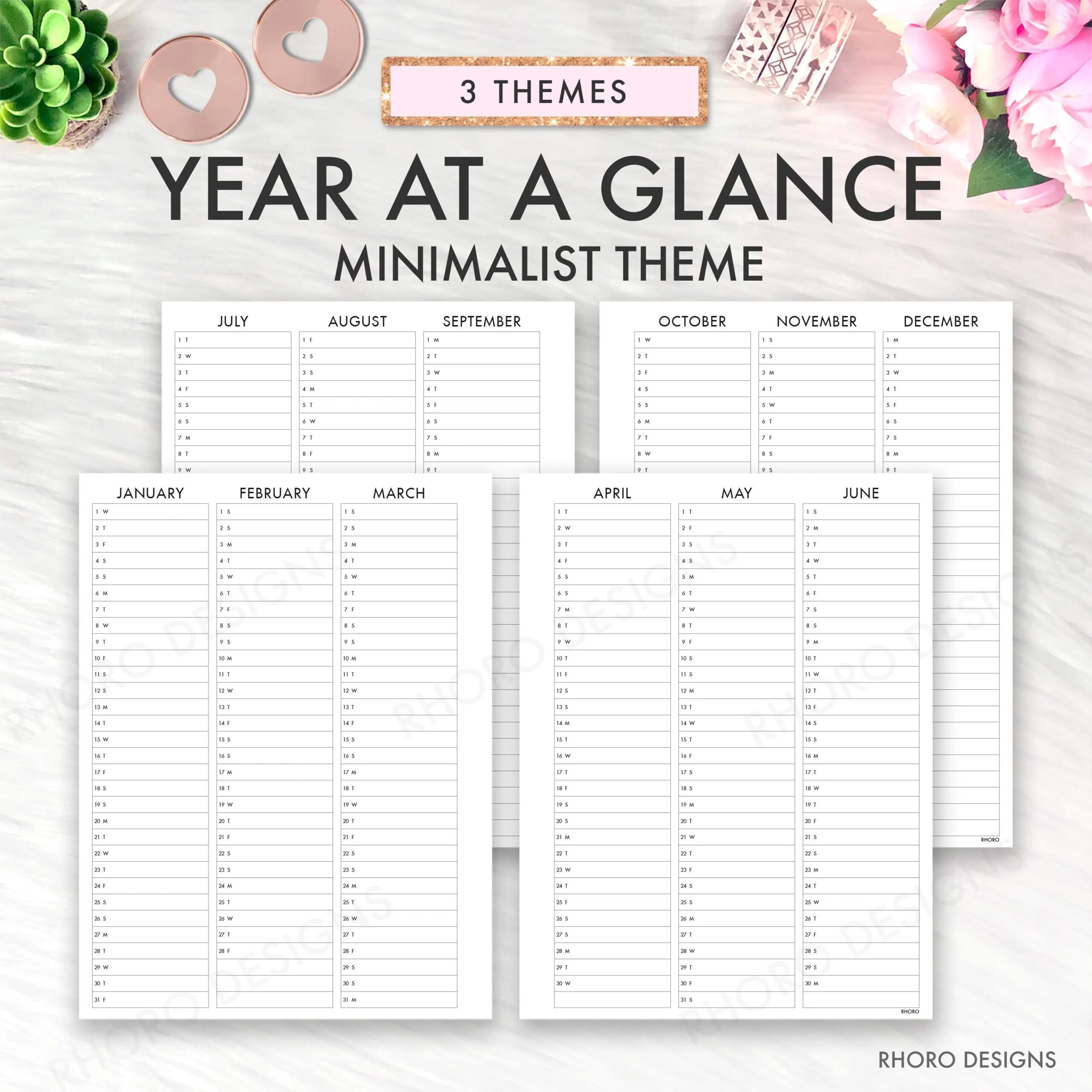 Happy Planner Printable 2025 2026 Year At A Glance Classic Happy Planner Inserts Happy Planner Printable Inserts 2025 2026 Calendar Dated Etsy