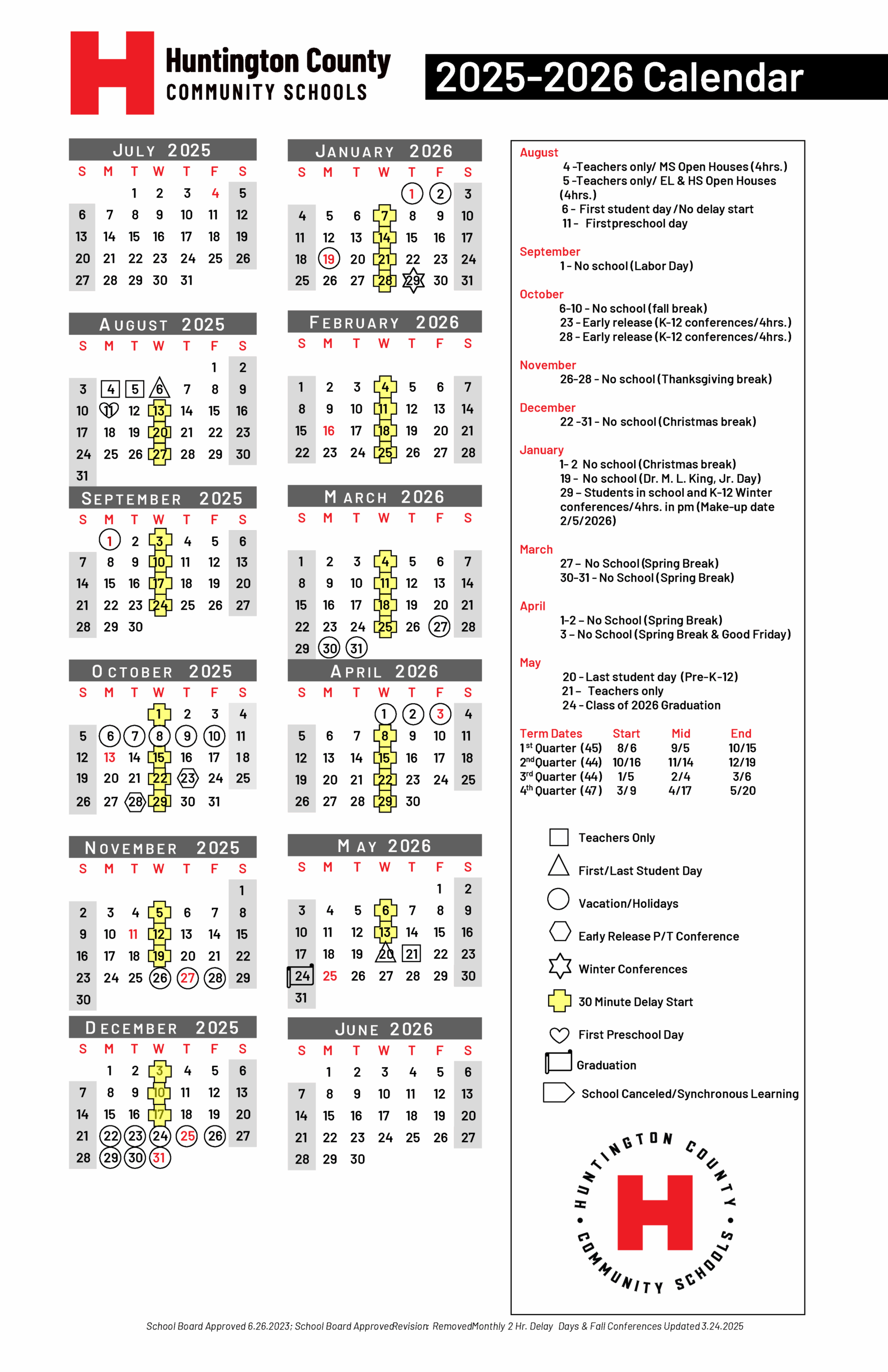 HCCS Printable Calendars Huntington County Community School Corporation HCCS Printable Calendars Huntington County Community School Corporation