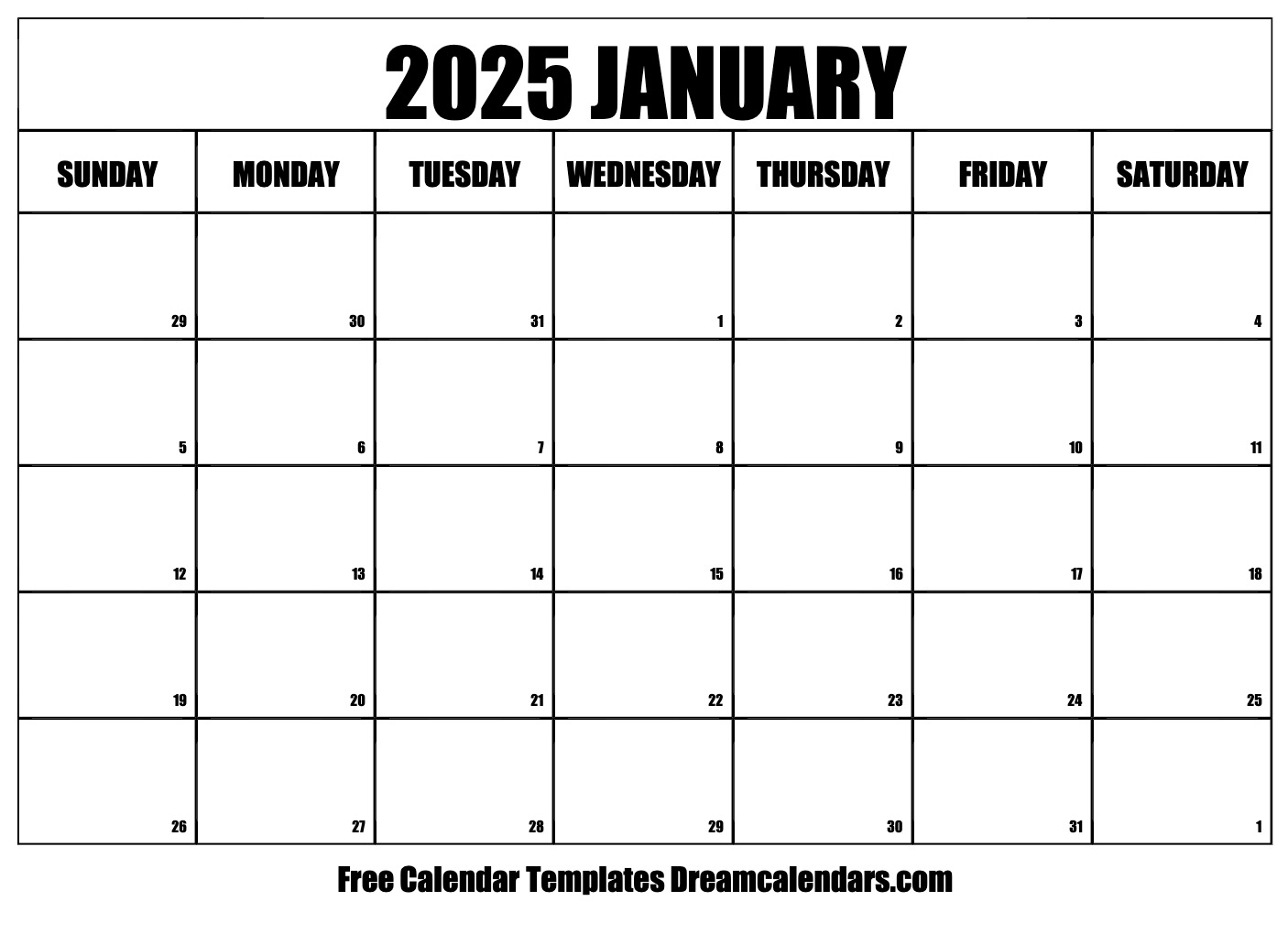 January 2025 Calendar Free Printable With Holidays And Observances