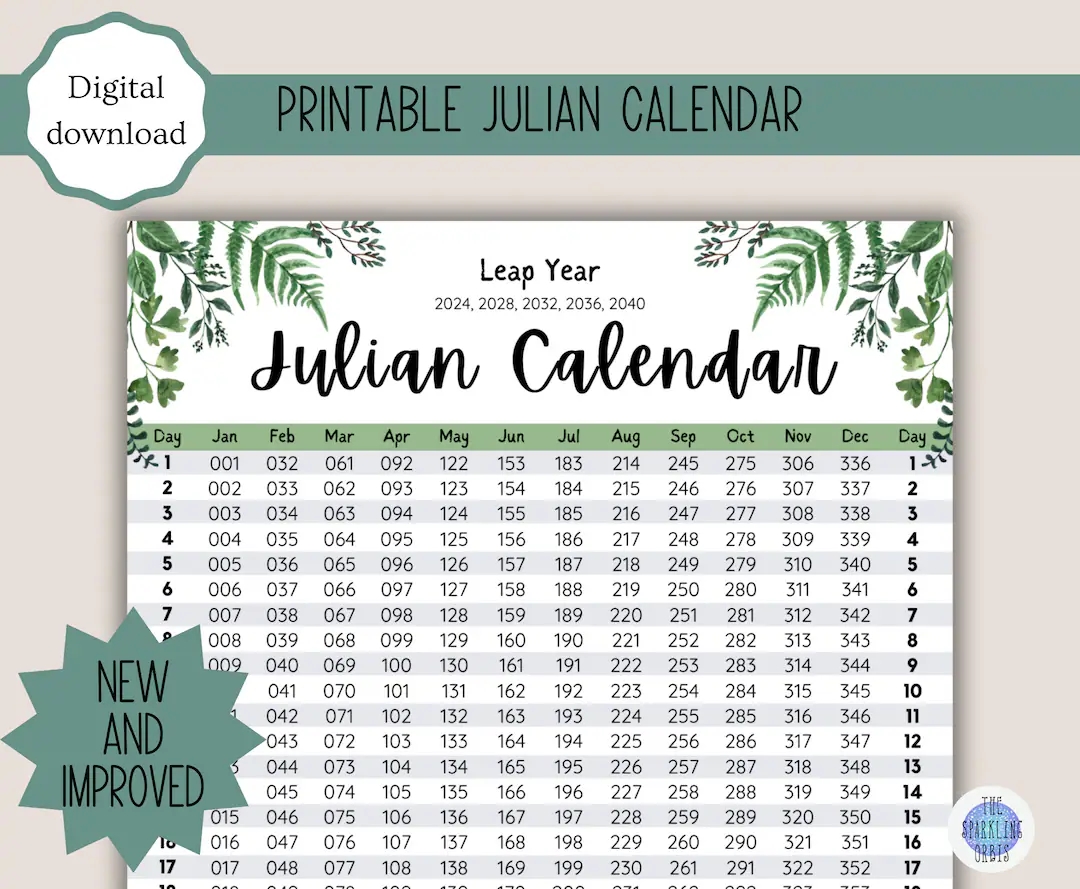 Julian Calendar Printable