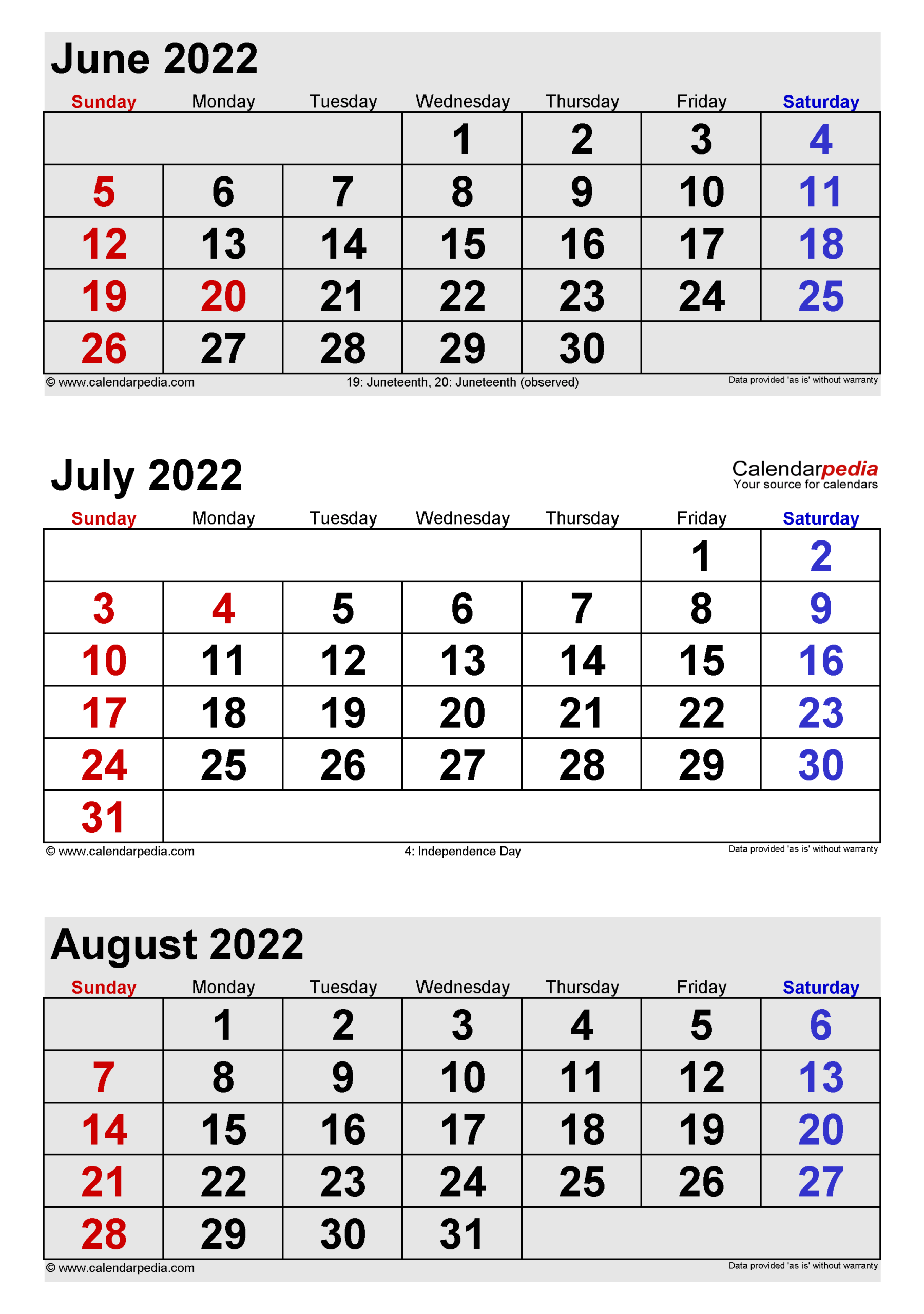 july 2022 calendar templates for pdf excel and word