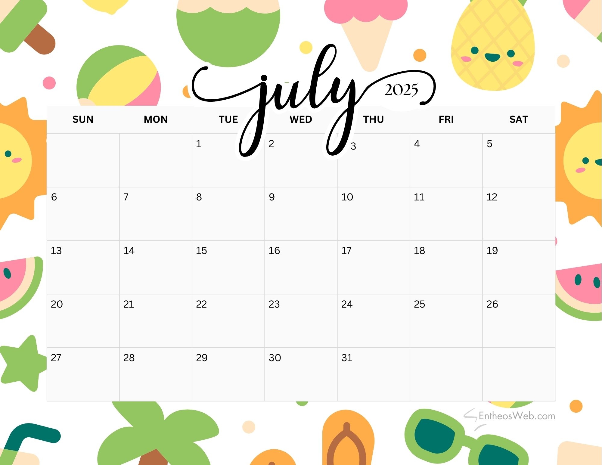 Free 2025 Cute Printable Calendars