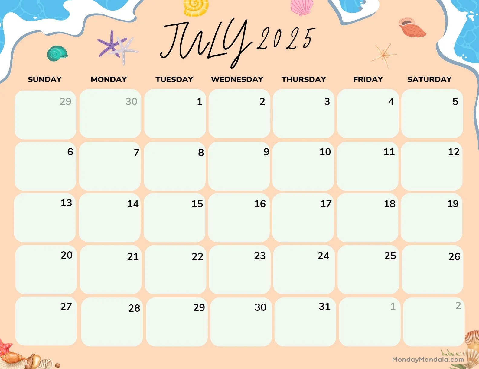 July 2025 Printable Calendar 52 Free PDF Printables July 2025 Printable Calendar 52 Free PDF Printables
