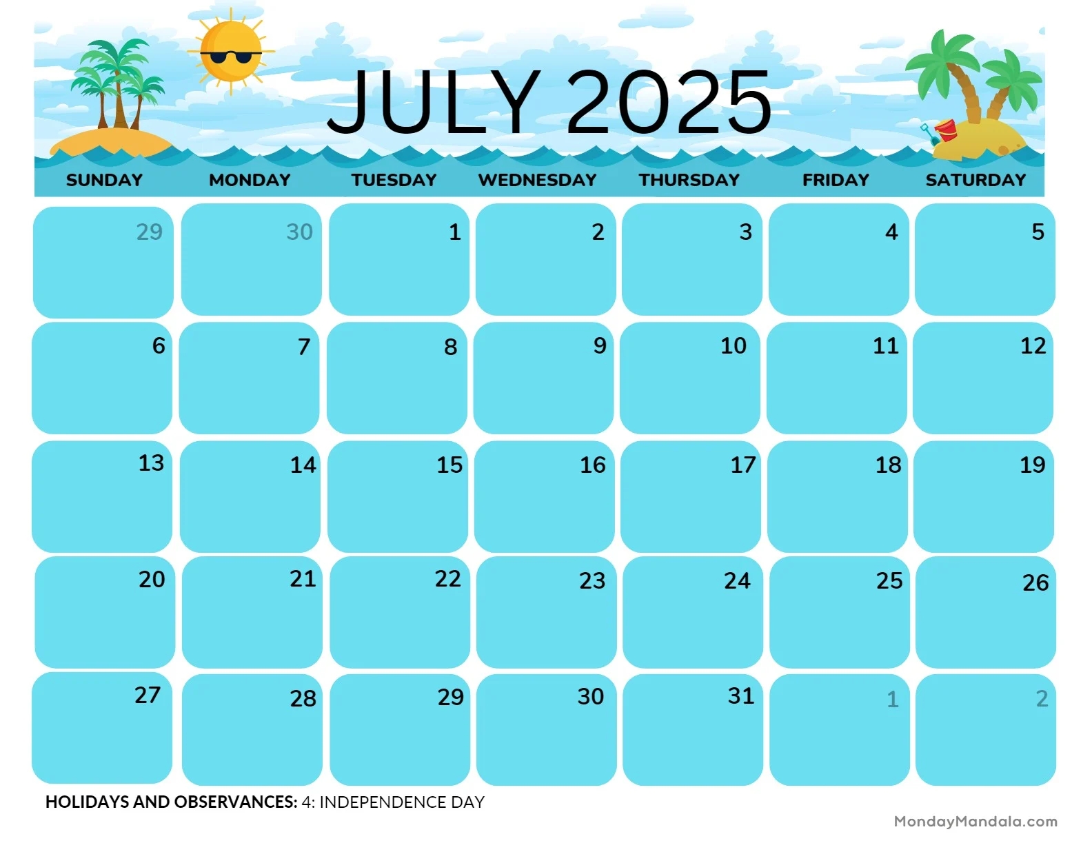 July 2025 Printable Calendar 52 Free PDF Printables July 2025 Printable Calendar 52 Free PDF Printables
