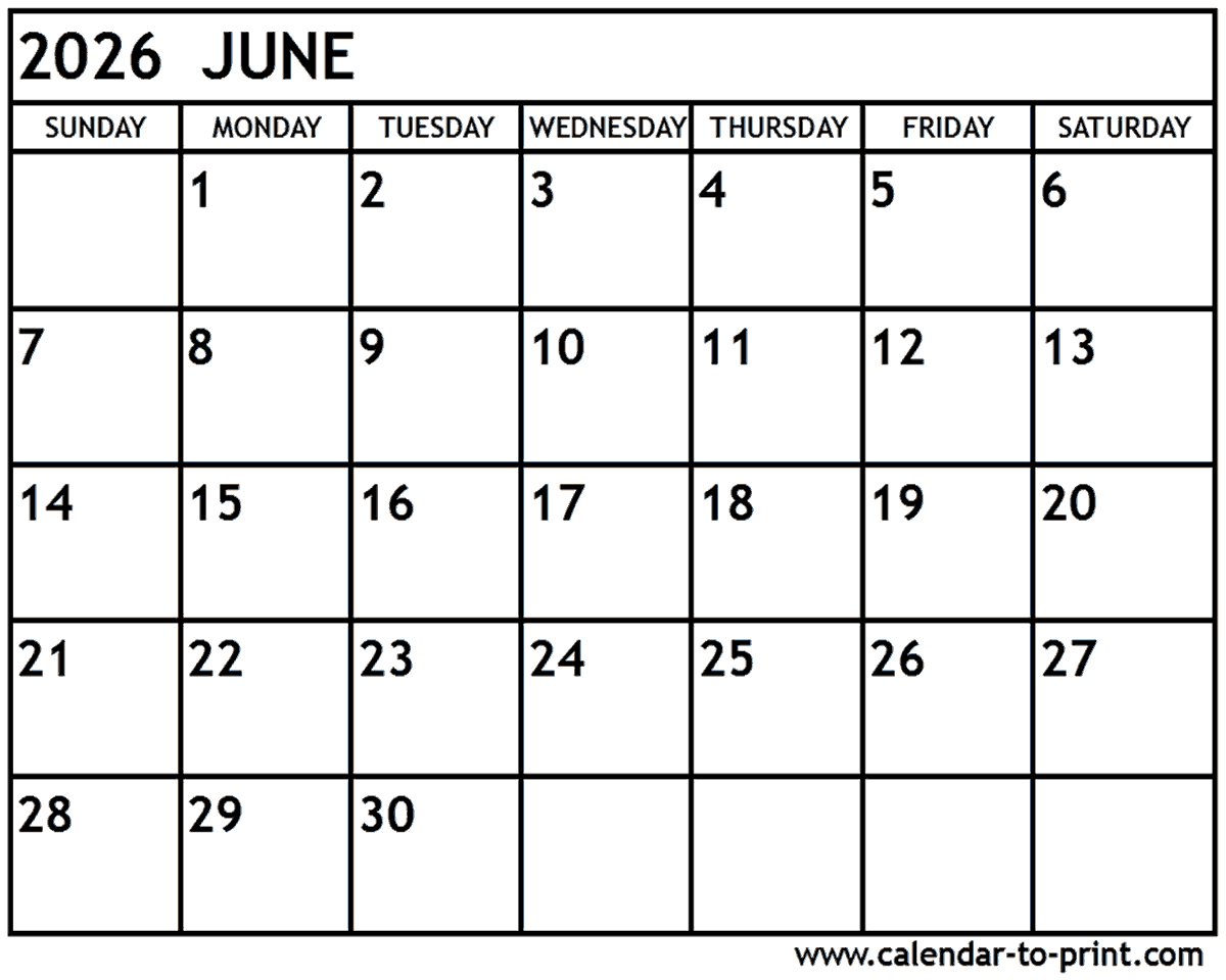 Printable Calendar August 2026 To June 2026