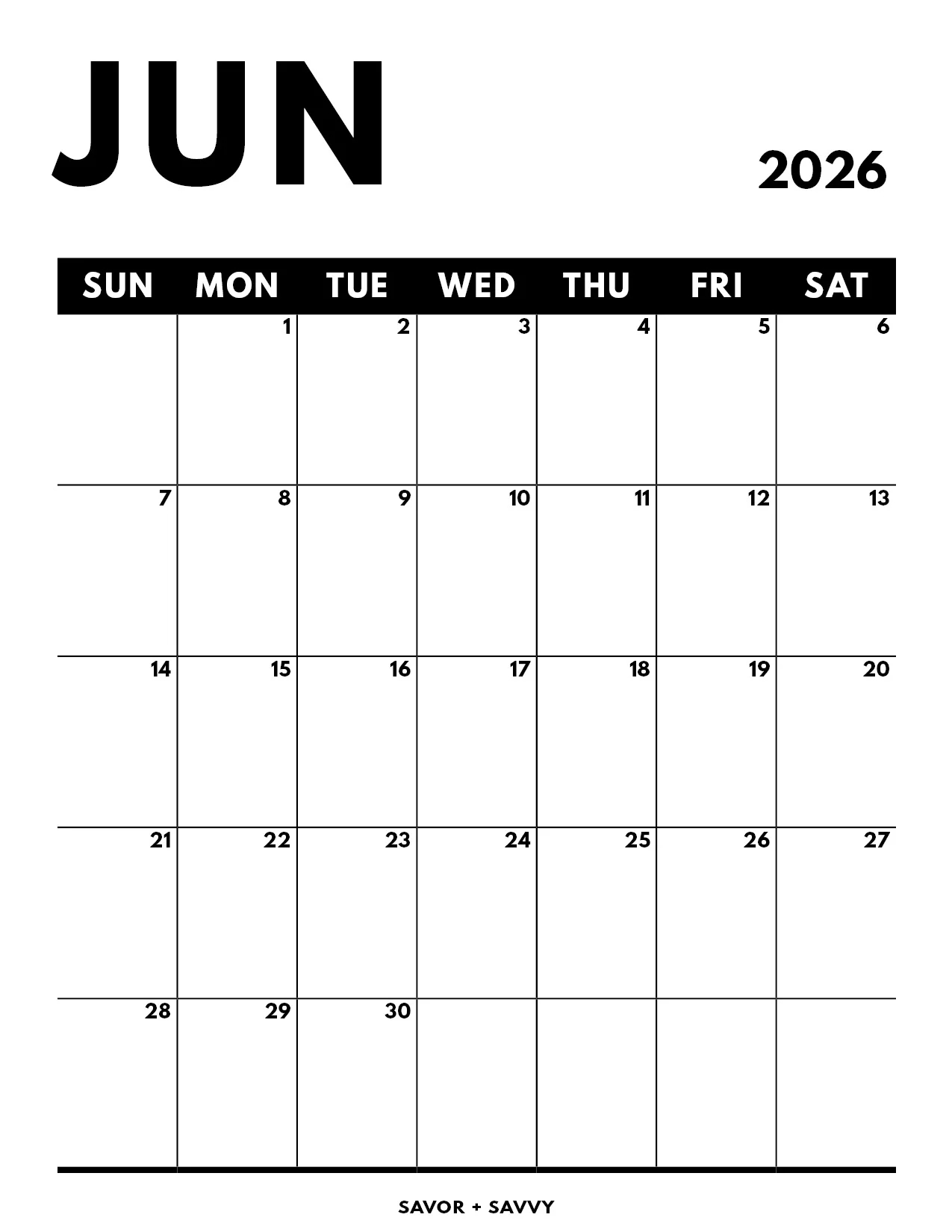 June 2026 Calendar Templates 14 Free Printables Savor Savvy June 2026 Calendar Templates 14 Free Printables Savor Savvy