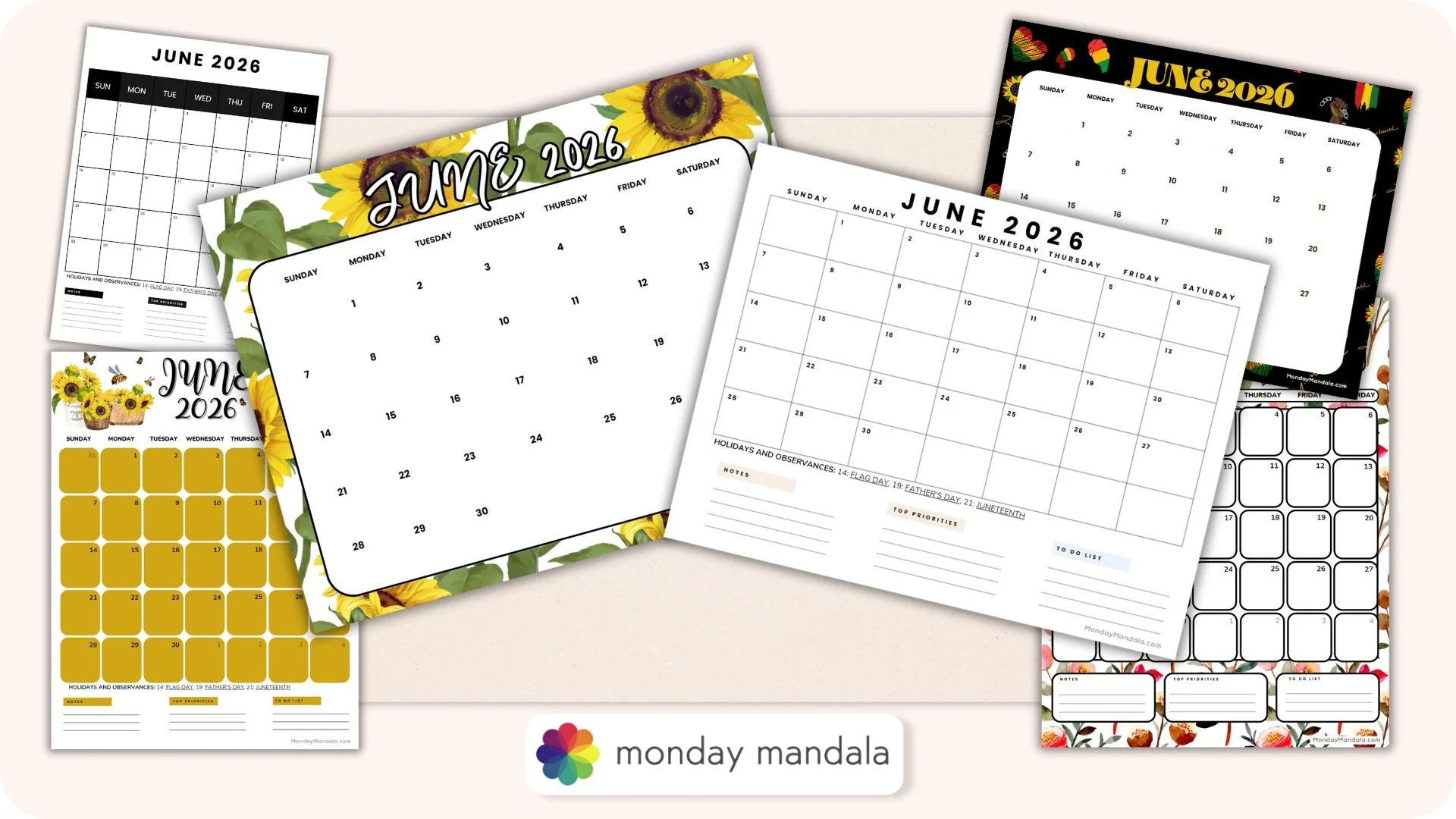 Printable June 2026 Calendar With Holidays