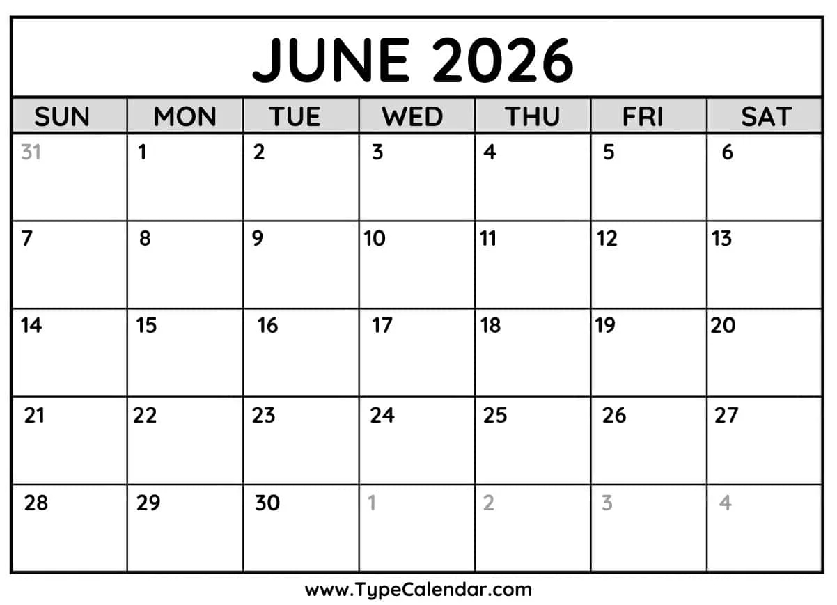 June 2026 Calendars Free Printable Templates June 2026 Calendars Free Printable Templates