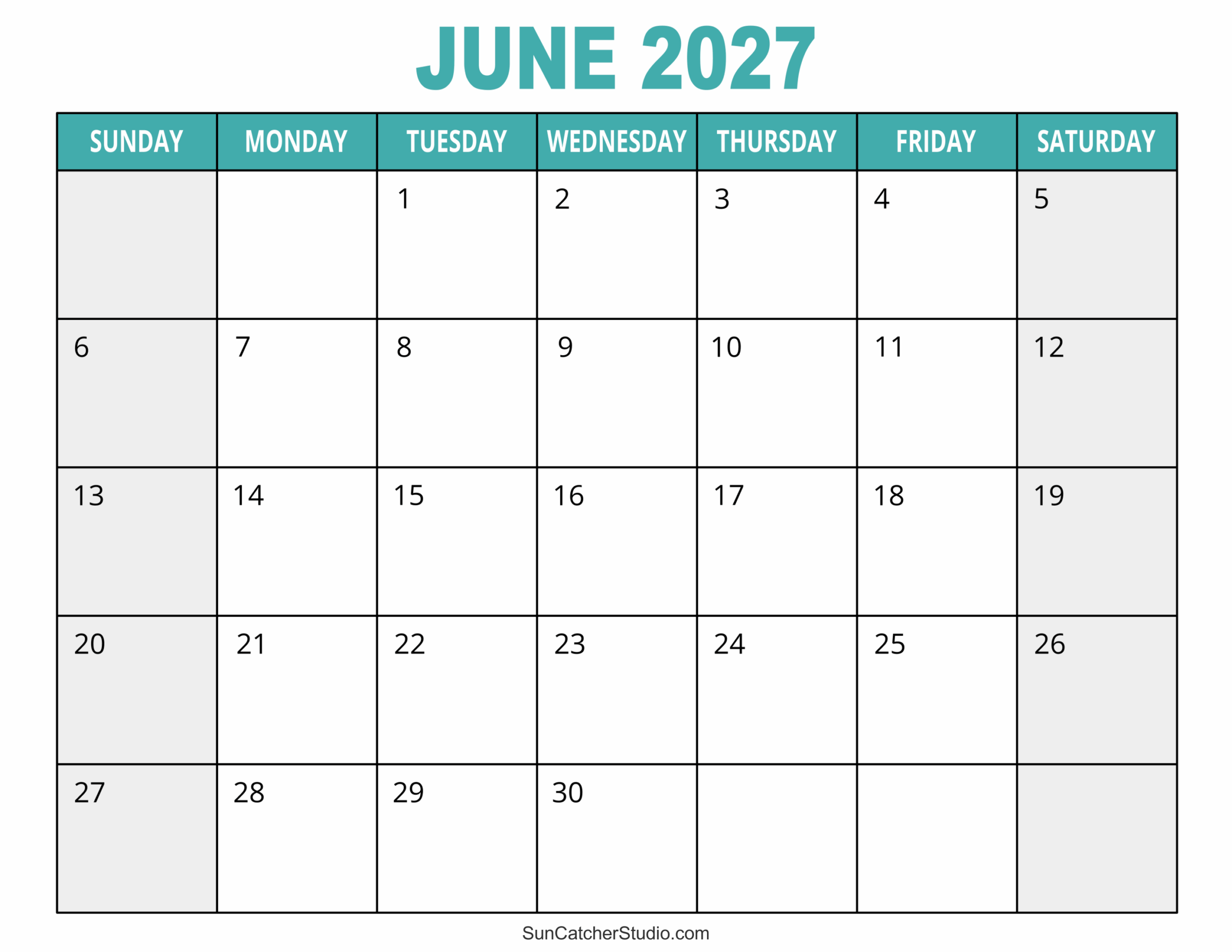 June July 2027 Printable Calendar