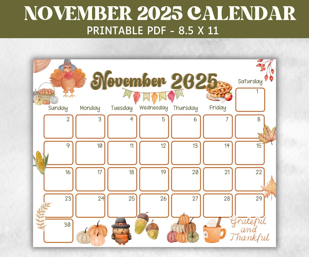 November Printable Calendar 2025 Word