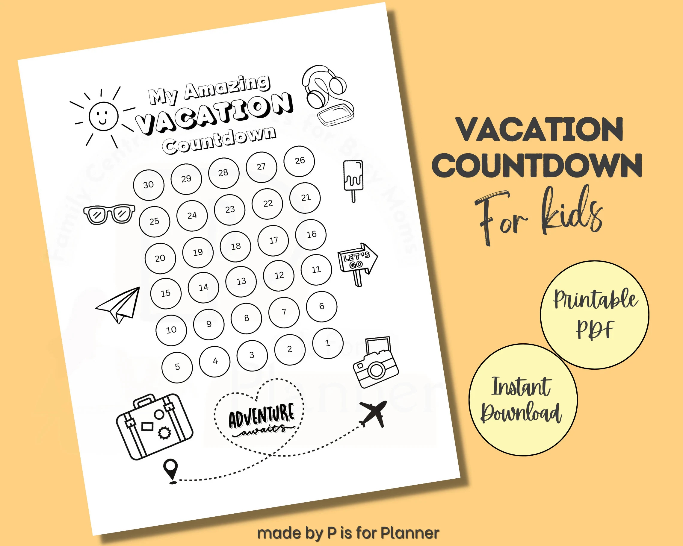 kids vacation countdown calendar printable vacation countdown tracker kids travel colouring page interactive countdown activity etsy