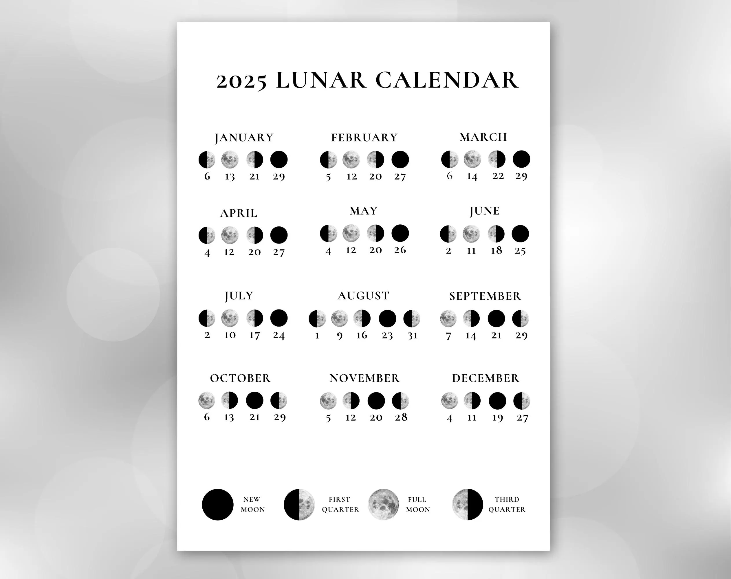 Lunar Calendar 2025 Moon Calendar Moon Phase Calendar Printable Moon Calendar A4 A5 US Letter Size Etsy Lunar Calendar 2025 Moon Calendar Moon Phase Calendar Printable Moon Calendar A4 A5 US Letter Size Etsy