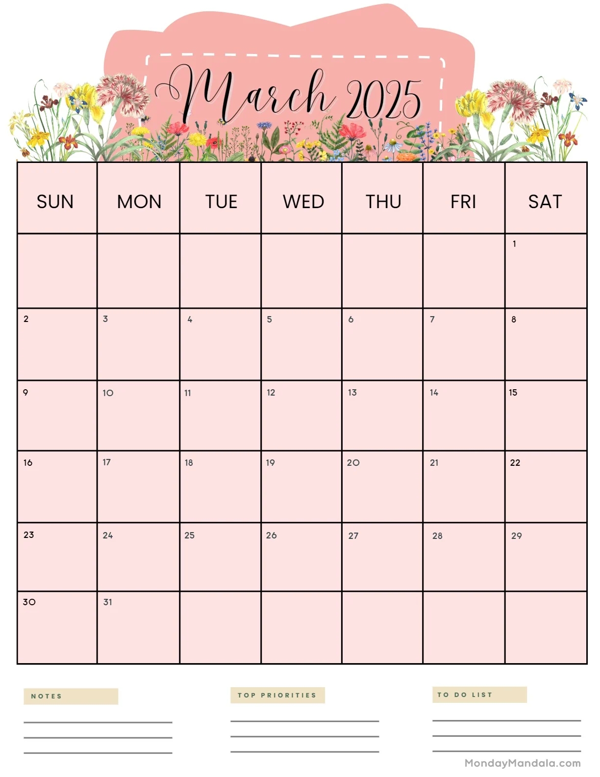 March 2025 Calendar 52 Free PDF Printables 