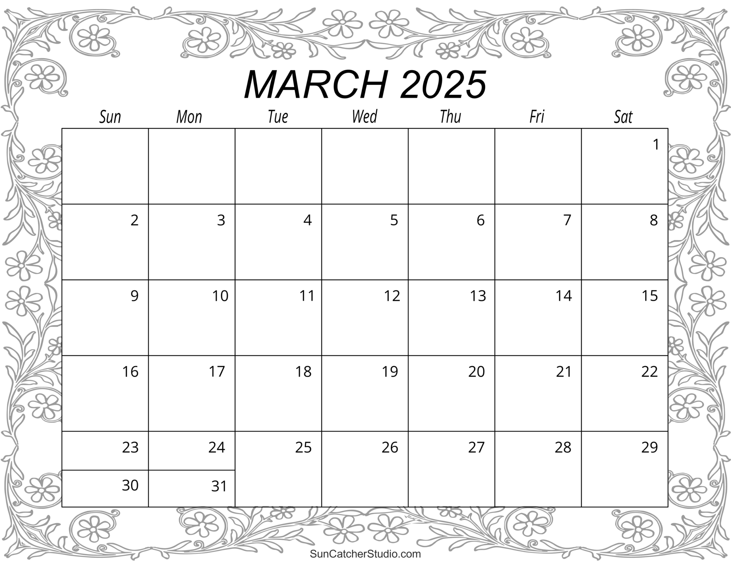 March 2025 Calendar Free Printable Free Printables Monograms Design Tools Patterns DIY Projects