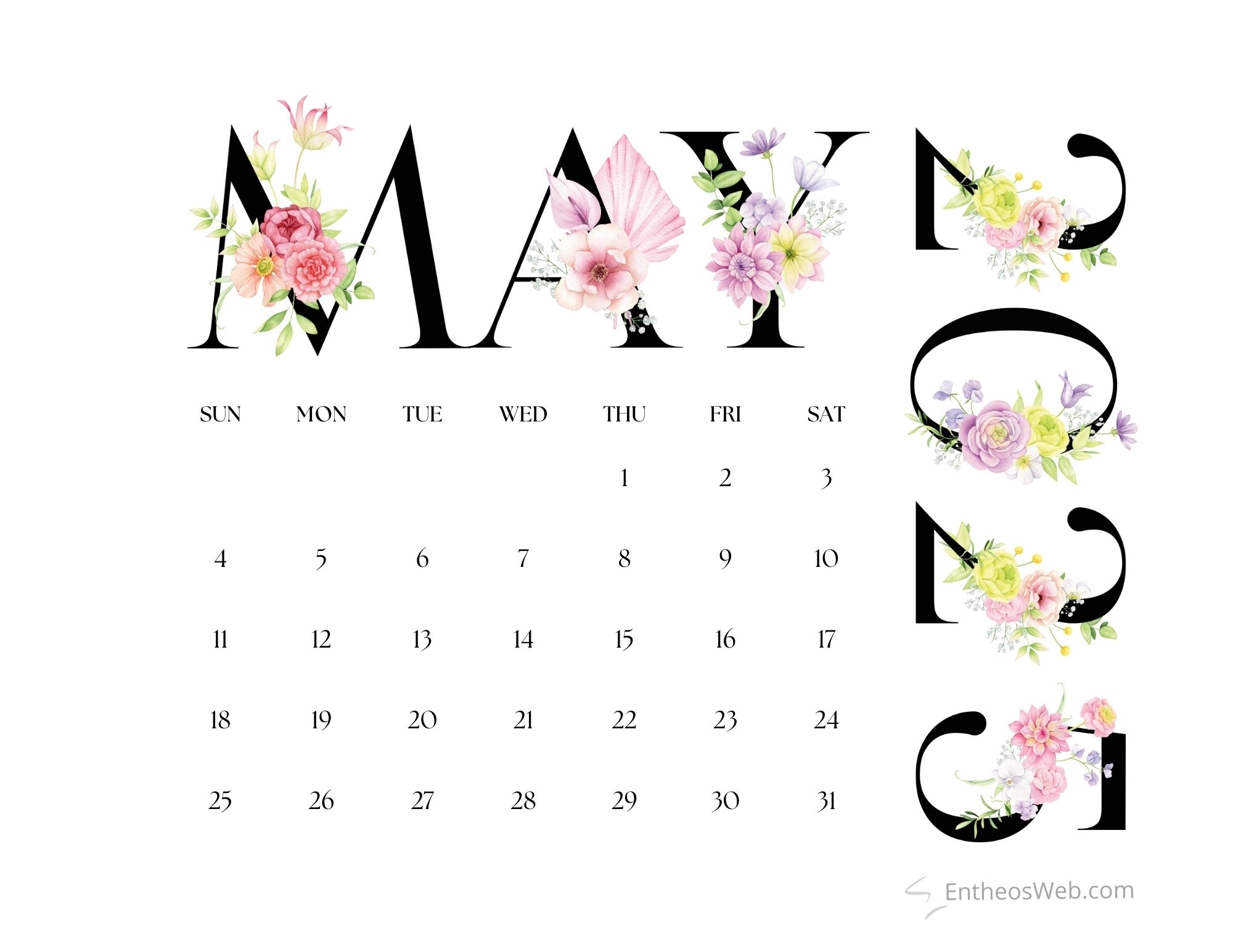 Spring 2025 Calendar Printable