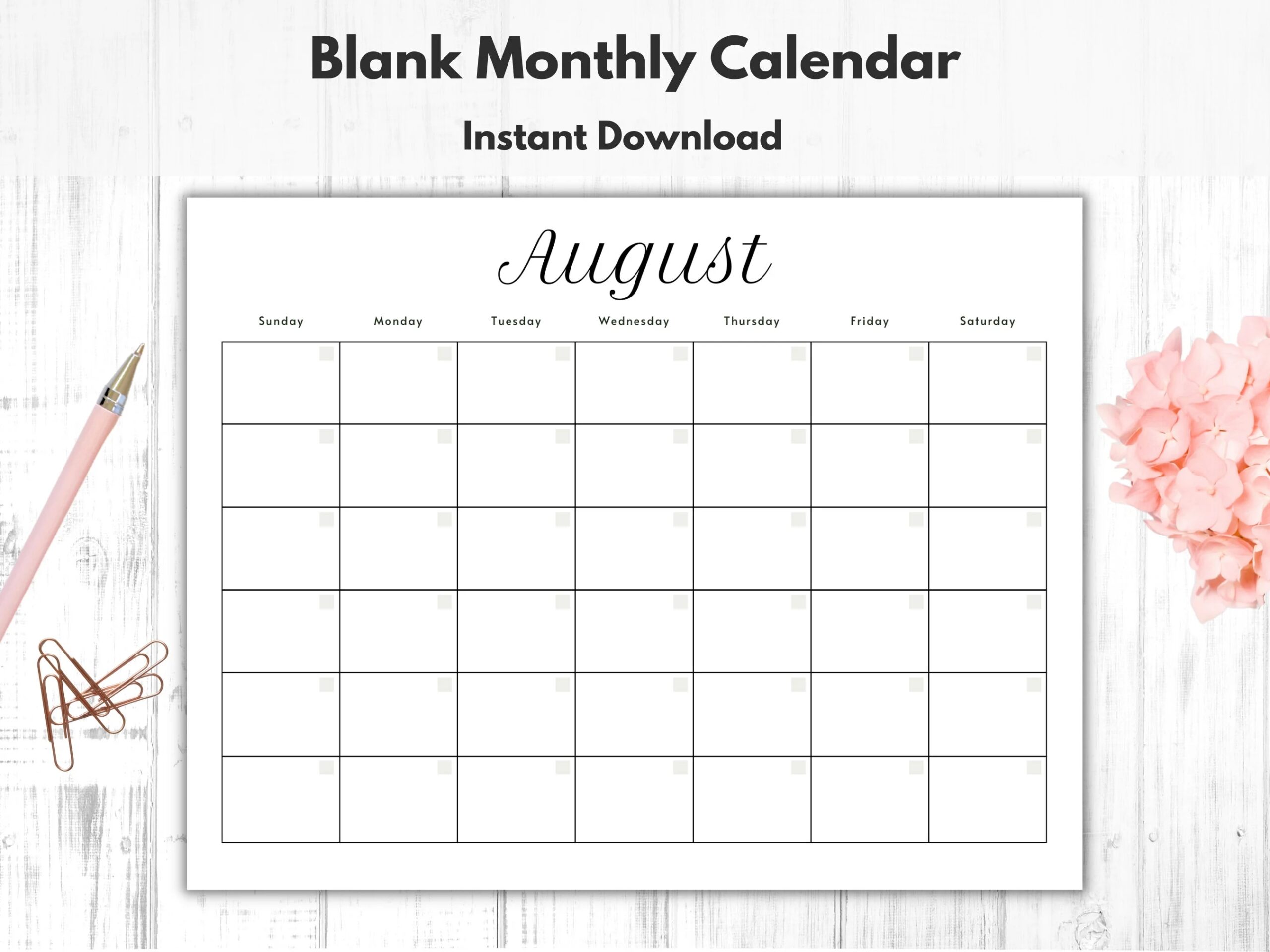 Free Printable Blank Calendar Month