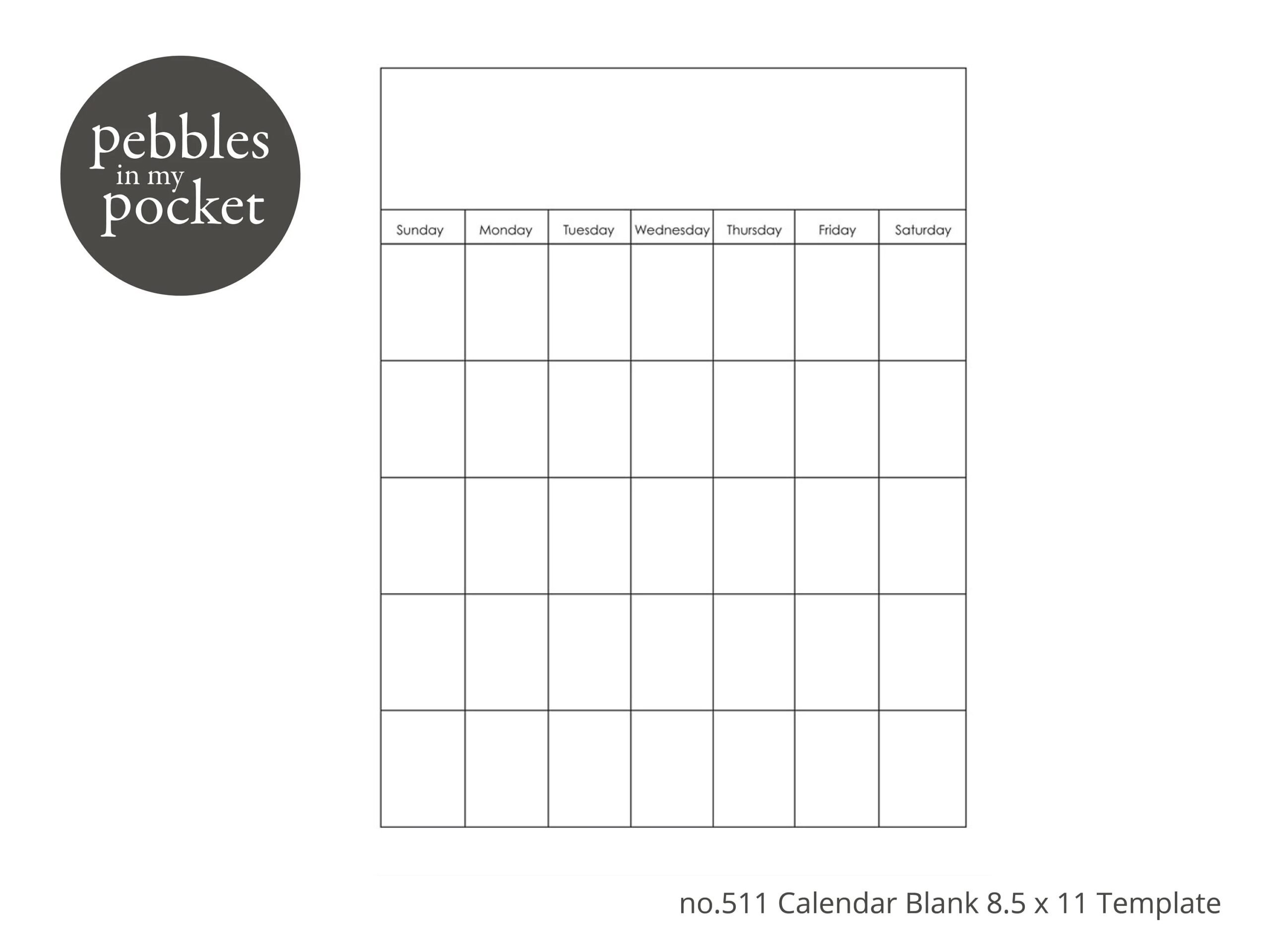 No 511 Blank Calendar 8 5 X 11 Digital Download SVG Pdf Etsy