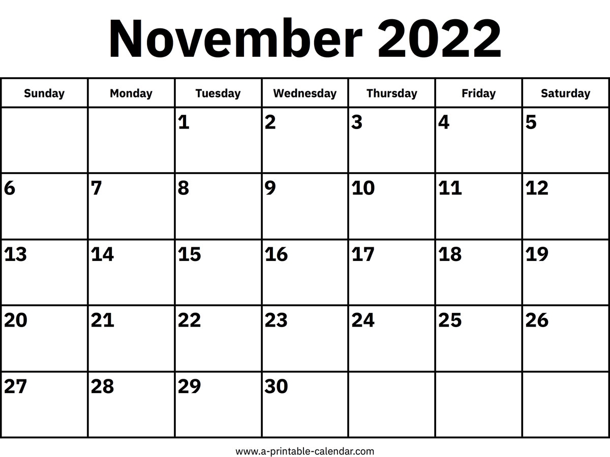 November 2022 Calendars Printable Calendar 2022 November 2022 Calendars Printable Calendar 2022