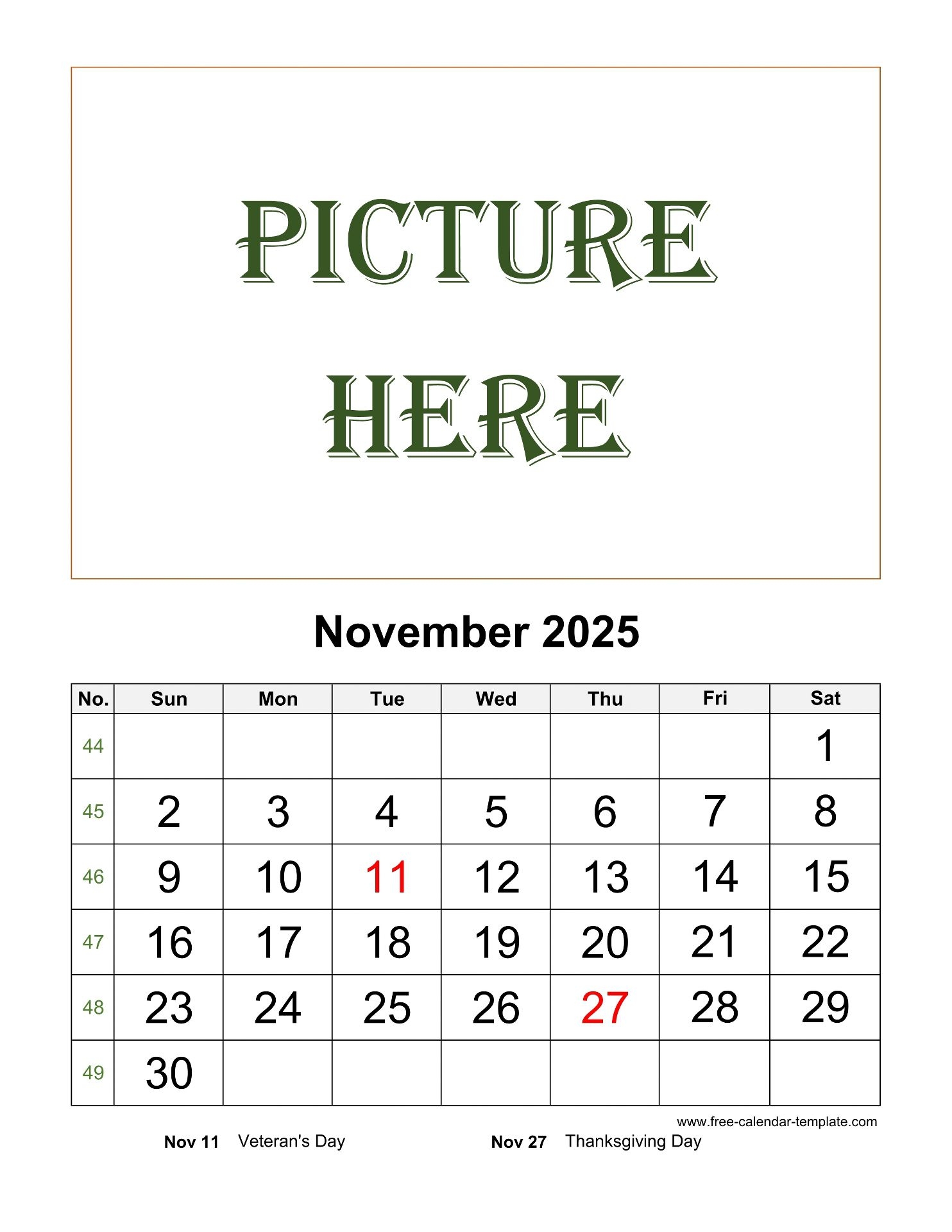 November 2025 Free Calendar Tempplate Free calendar template