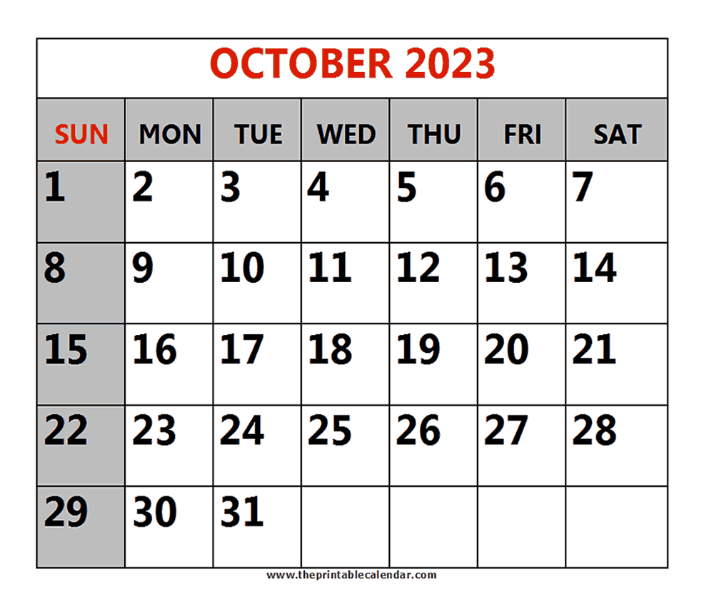 October 2023 Printable Calendars