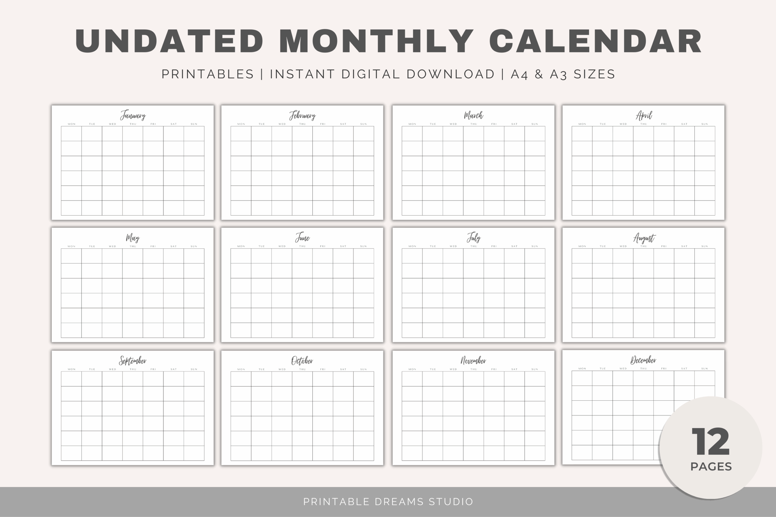 Free Blank Monthly Calendar Printable