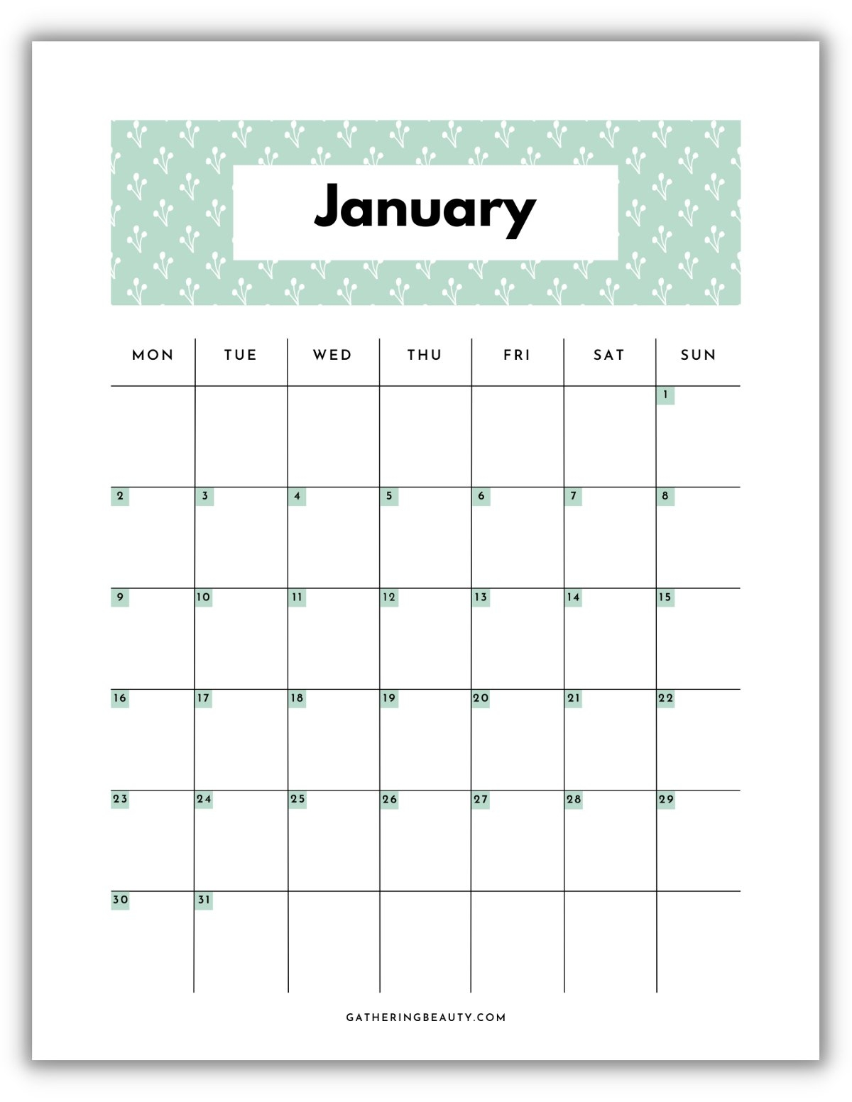 Printable Calendar 2023 Gathering Beauty