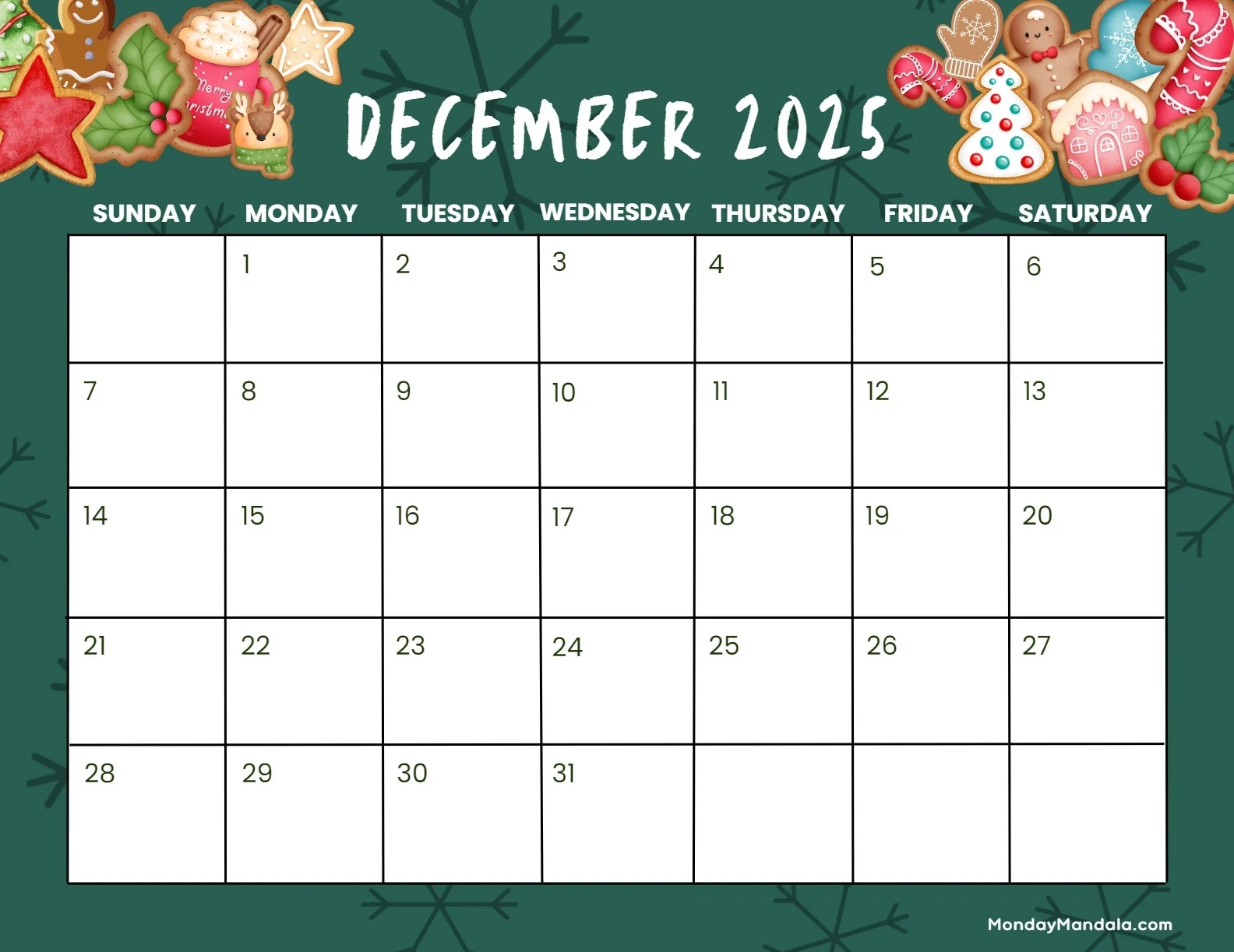December 2025 Calendar For Kids Printable