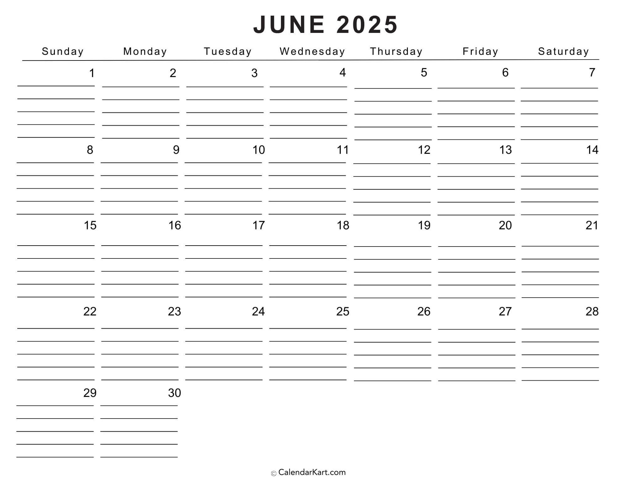 Calendar Printable June